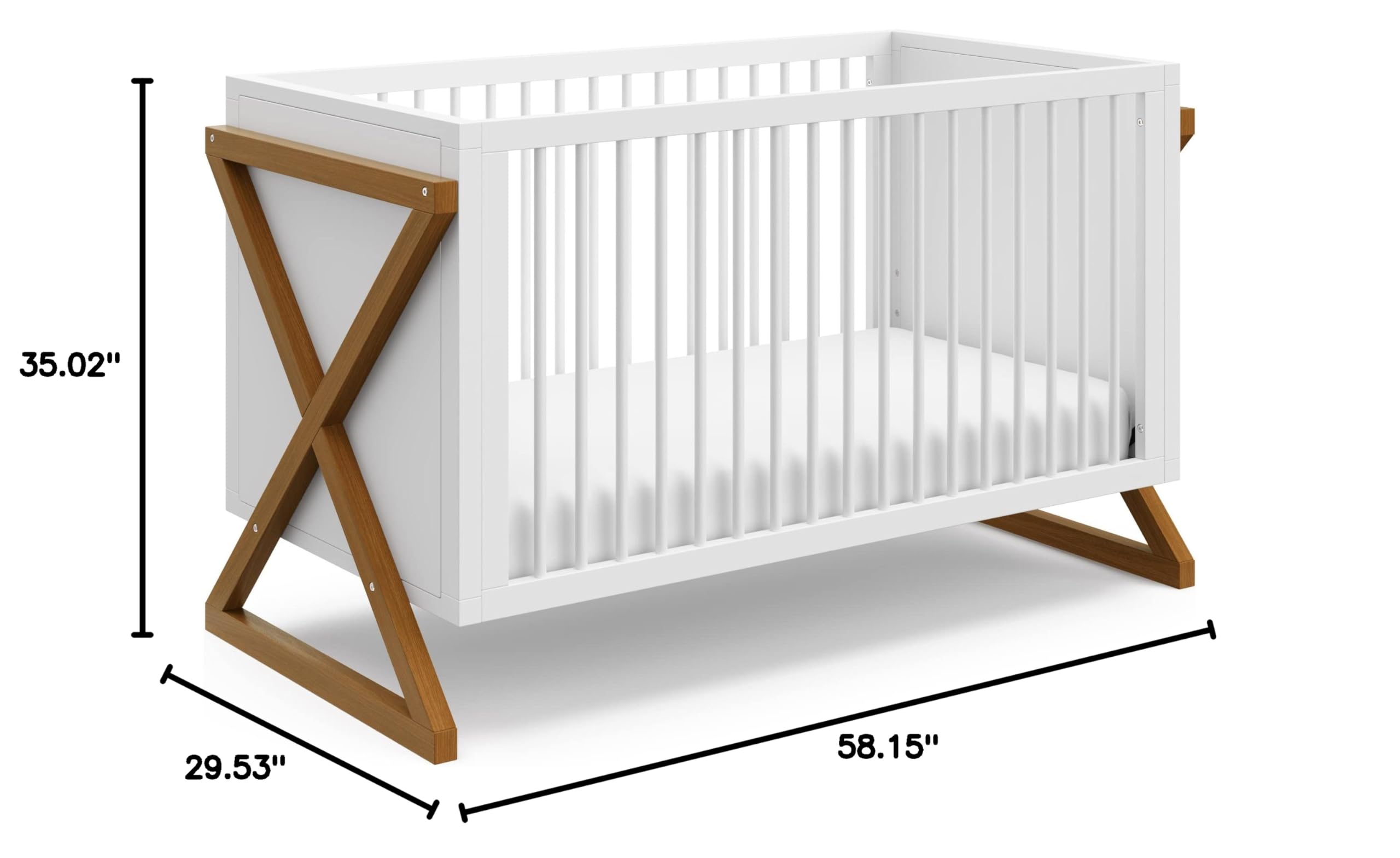 Storkcraft Equinox 3-in-1 Convertible Crib in Vintage Driftwood - Converts to Toddler Bed & Daybed with 3-Position Adjustable Mattress Base | Modern Two-Tone Nursery Furniture for Baby & Kids Bedroom | Safe & Stylish Infant Sleeping Solution