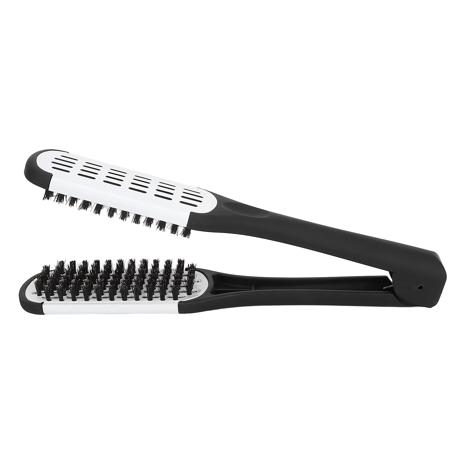 Double-Sided Hair Straightening Brush Clamp - Multifunctional Styling Tool for Men & Women | Improves Hair Health | Perfect for Home Use & Travel (White)