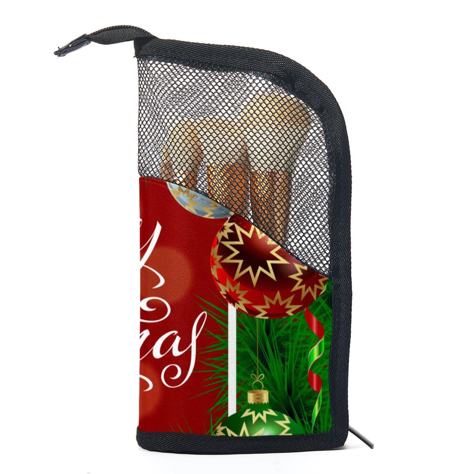 12-Piece Makeup Brush Organizer Bag with Christmas Card - Portable Travel Makeup Brush Holder Case for Professional Artists & Beginners (Perfect for Holiday Gifts, Travel, Salon & Home Makeup Storage)