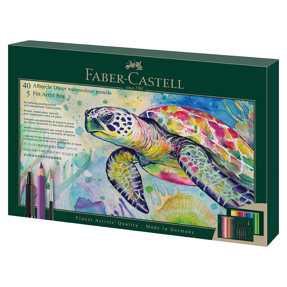 Faber-Castell Albrecht Dürer Watercolor Pencils & Pitt Artist Pens Gift Set - 46 Piece Art Supplies for Professional Drawing, Sketching & Watercolor Painting - Perfect for Artists, Students & Creative Projects