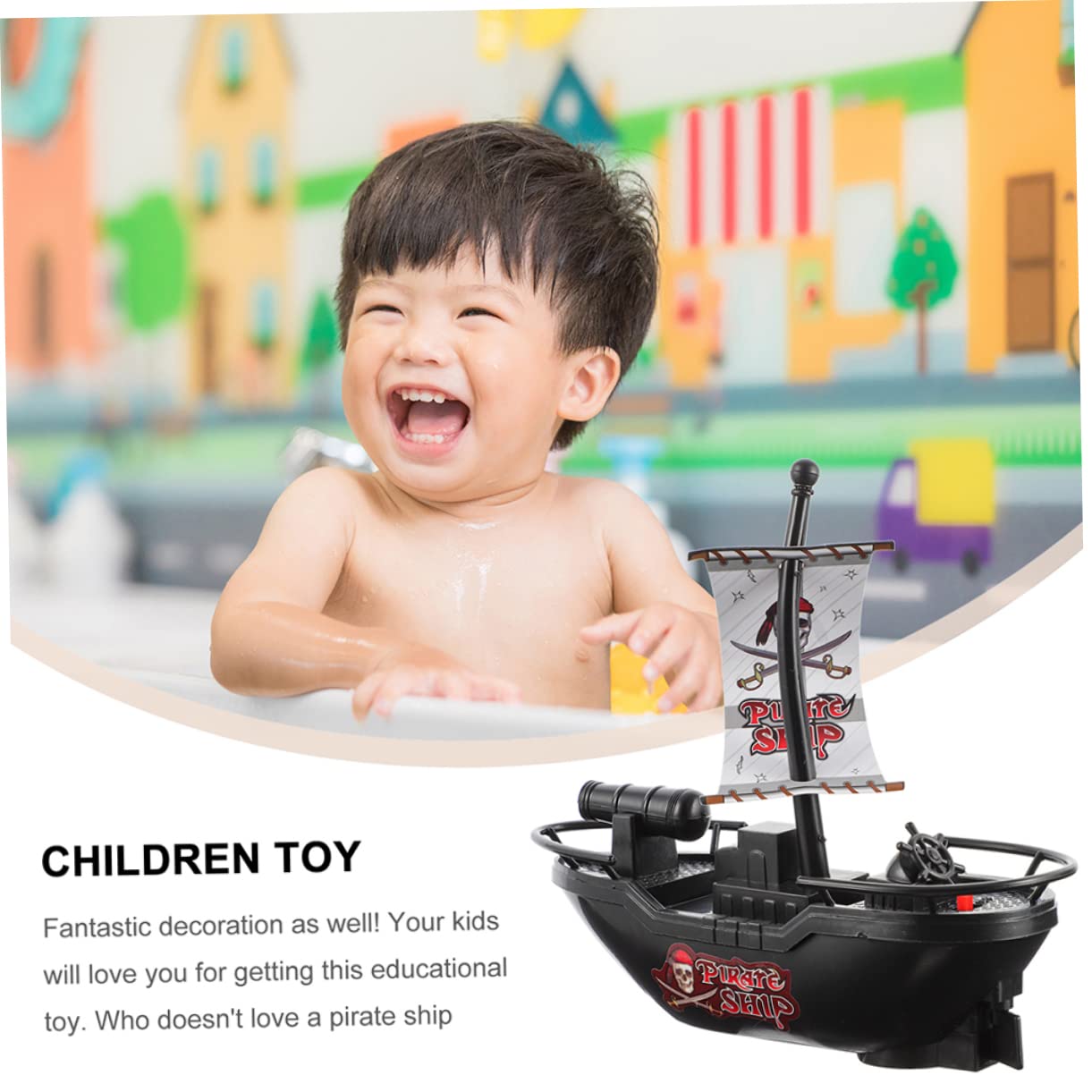 UPKOCH 6 Pack Motorized Pirate Boat Toys for Kids - Floating Pool Bath Toys Set - Durable Plastic Water Play Boats for Summer Fun | Perfect for Swimming Pools, Bathtubs & Outdoor Water Play