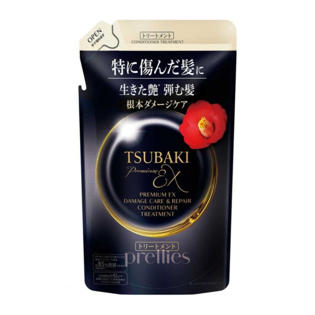 Shiseido TSUBAKI Premium EX Damage Care & Repair Conditioner Treatment - 300ml Refill for Dry & Damaged Hair - Black (485984) - Salon-Quality Hair Repair at Home