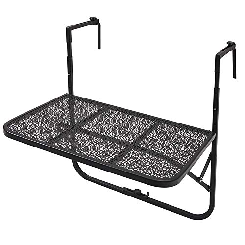 Foldable Outdoor Hanging Table for Balcony Railing - Durable Wrought Iron Patio Dining Table | Perfect for Small Space Dining, Garden Relaxation & Apartment Living