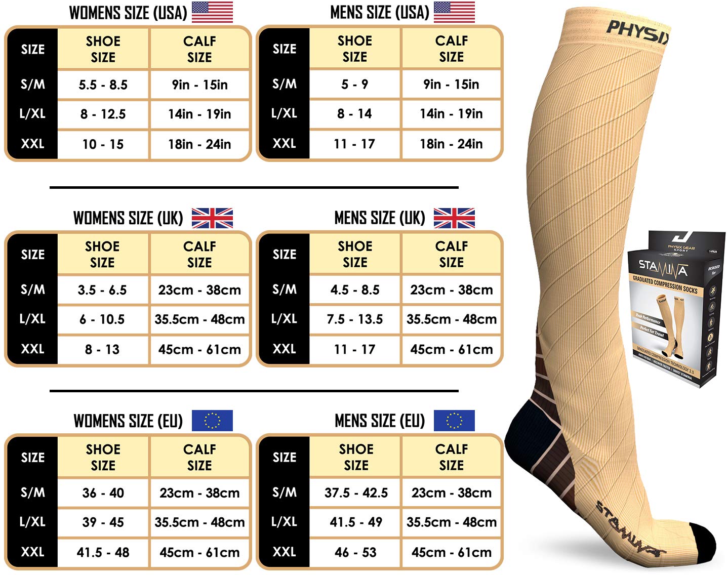 Physix Gear 20-30 mmHg Graduated Compression Socks for Women & Men - Medical Support Stockings for Travel, Running, Pregnancy, Varicose Veins & Swelling Relief - Perfect for Nurses, Athletes & Frequent Flyers