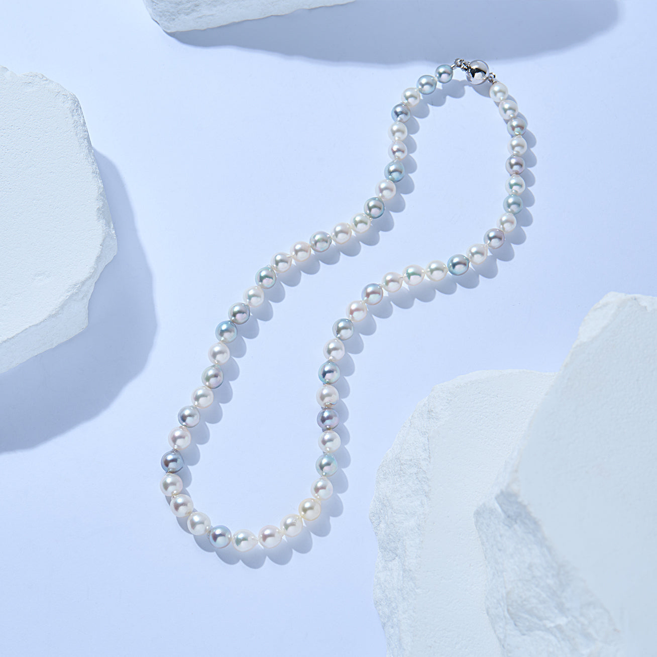 18K Gold Baroque Multicolor Akoya Pearl Necklace - Elegant Jewelry for Women, Perfect for Weddings, Parties & Special Occasions | KN00273
