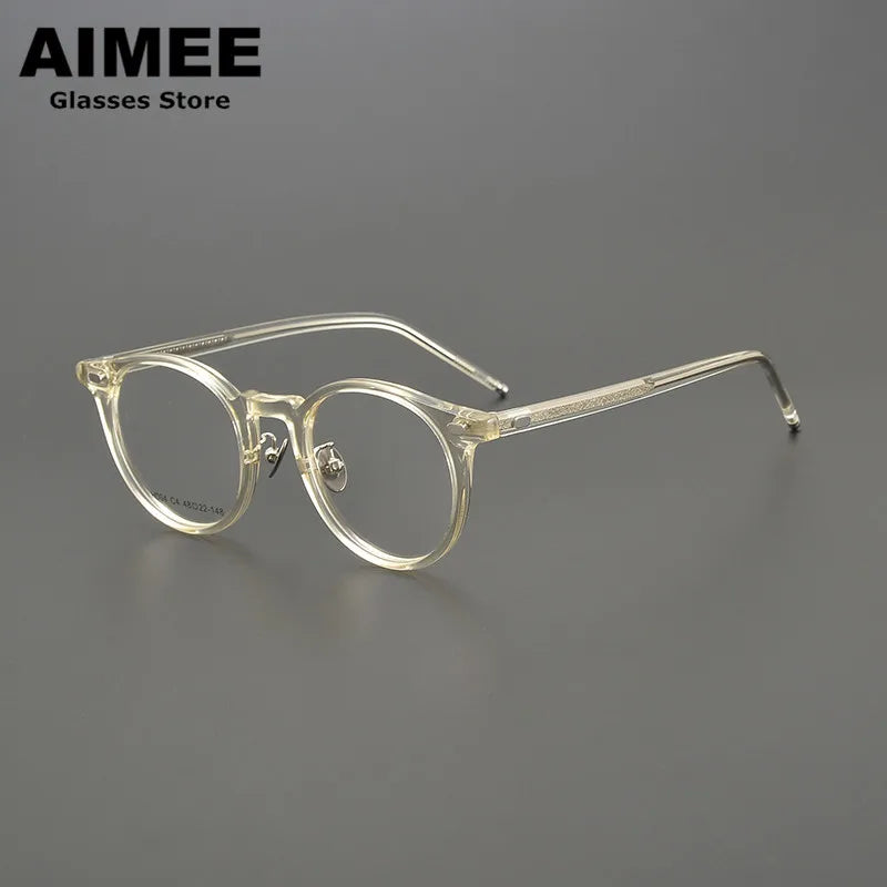 Stylish Aimee Unisex Full Rim Round Square Acetate Titanium Eyeglasses Frame 19004 - Perfect for Work, Reading & Fashion Accessories