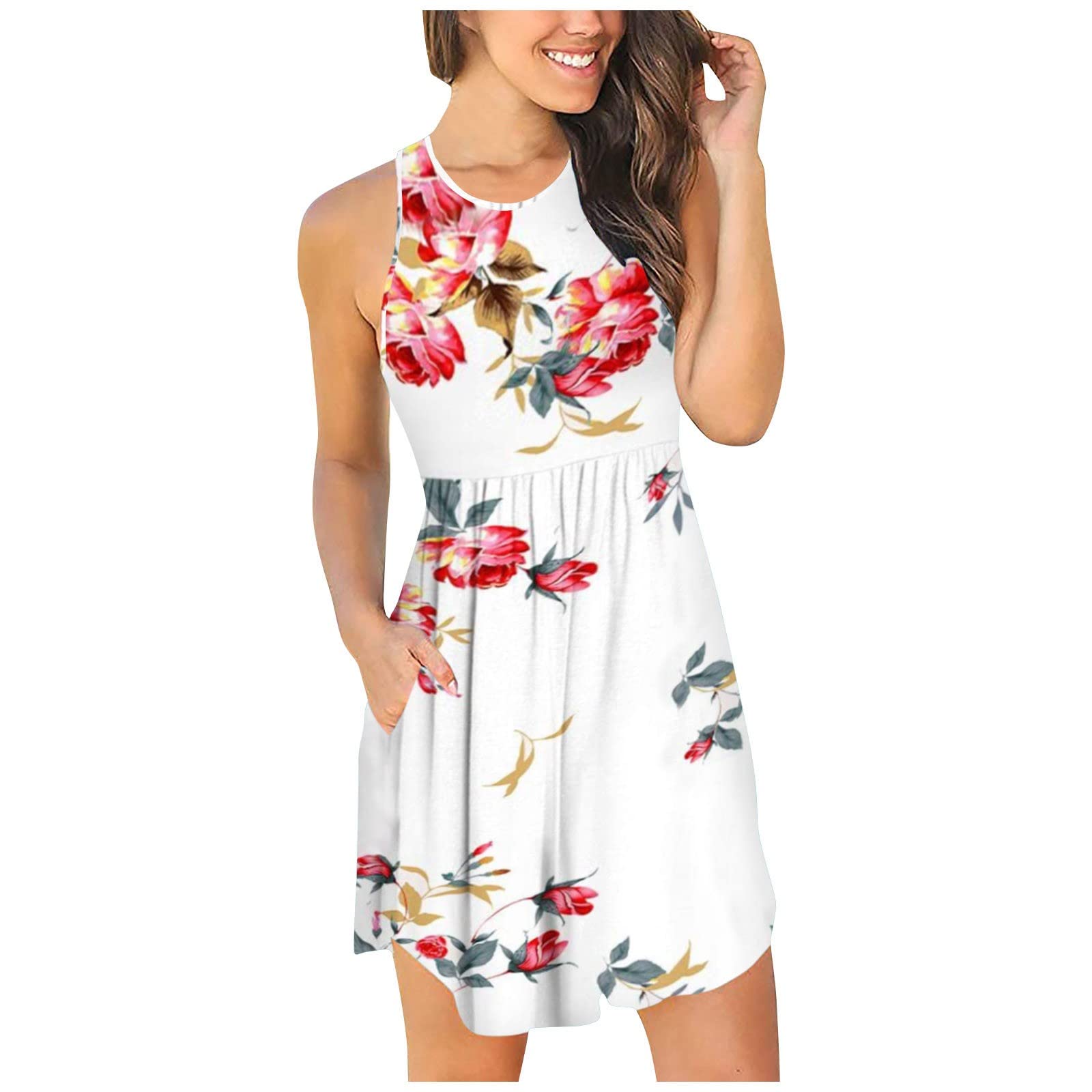Women's Boho Sundress - White Casual Maxi Dress for Vacation, Petite to Plus Size (S-XXL) | Perfect for Beach, Summer Outings & Boho Fashion