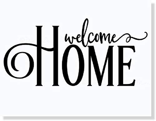 Welcome Home Family Vinyl Wall Decals - 23x11 Inch Black Door Entryway Stickers for Living Room, Bedroom & Nursery Decor