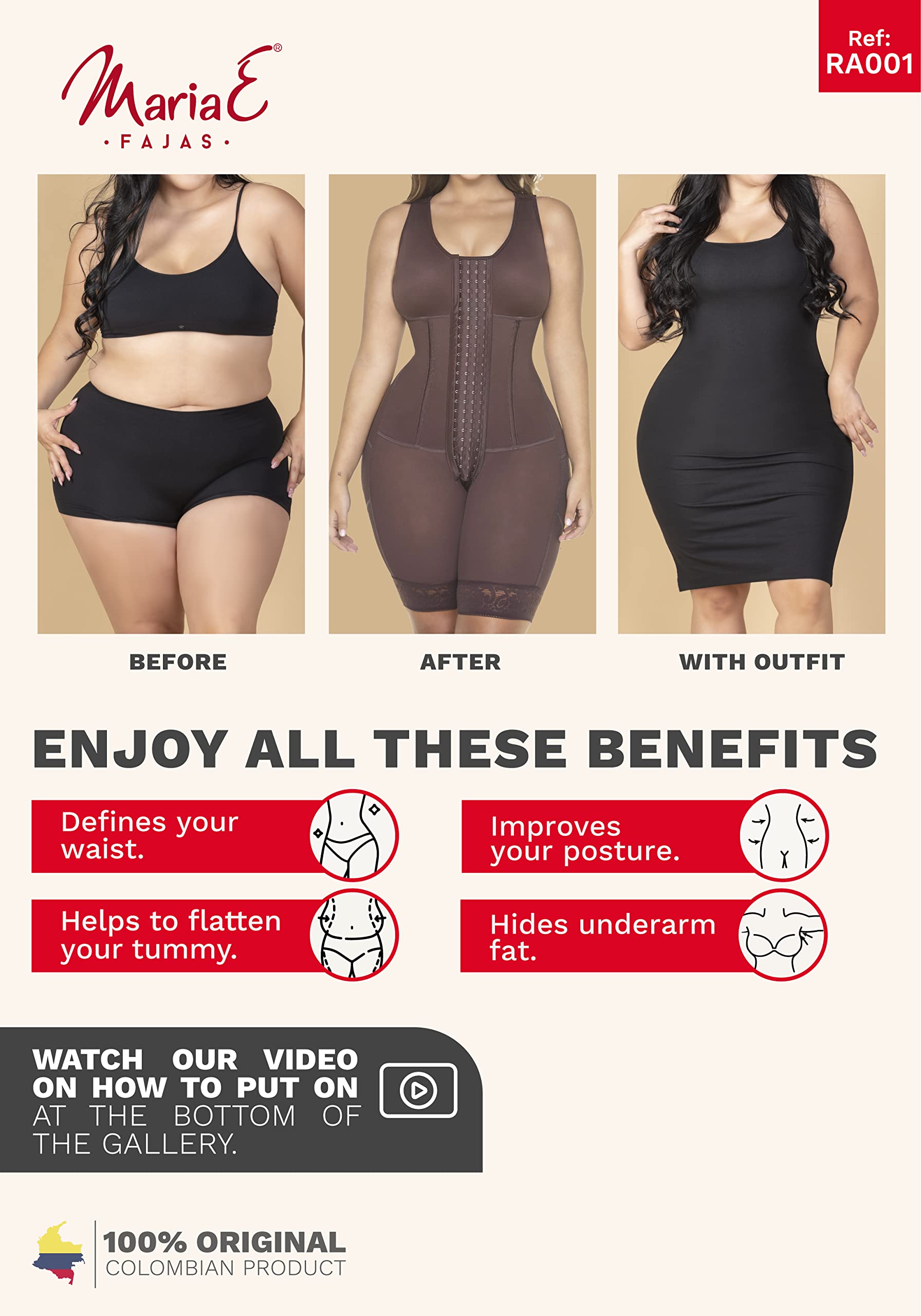 MARIAE STAGE 2 Post-Surgery Compression Garment - Tummy Tuck & Postpartum Girdle - Colombian Shapewear for Women - Recovery After C-Section or Abdominal Surgery