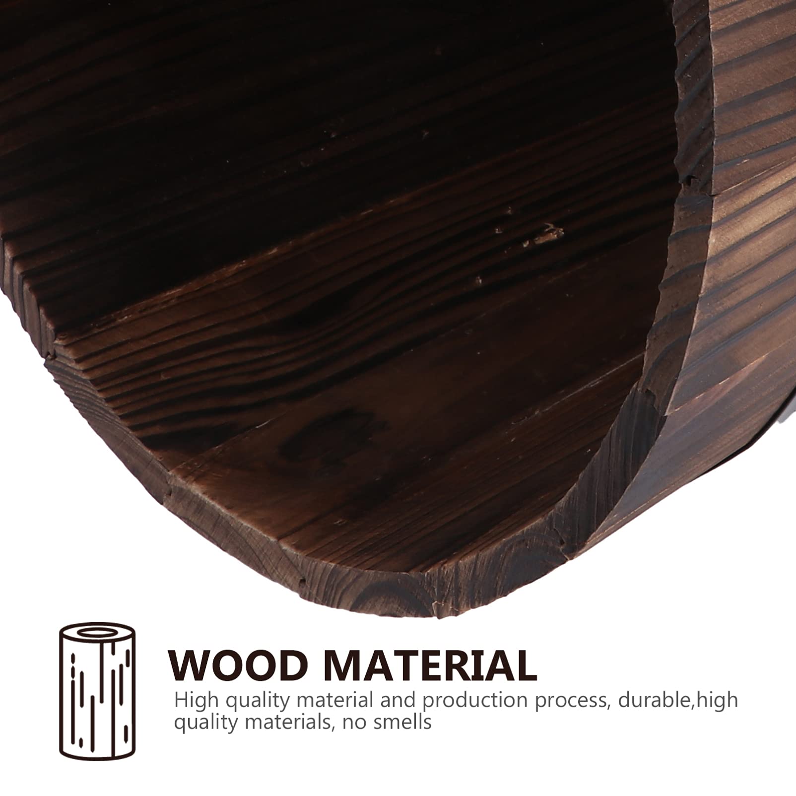 DOITOOL Rustic Wooden Barrel Planters - Patio, Garden & Hanging Succulent Pots for Flowers, Veggies & Plants | Outdoor & Indoor Decorative Plant Containers