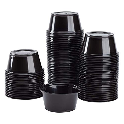 Karat FP-P325-PPB 3.25 oz. Black Plastic Portion Cups - Case of 2500 Disposable PP Containers for Food Service, Catering & Takeout