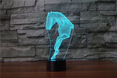 3D Abstract Horse Night Light - 7 Color Changing LED Table Lamp for Kids Room, Nursery, Bedroom Decor | Optical Illusion Animal Desk Lamp | Perfect Gift for Christmas, Birthday & Home Decoration