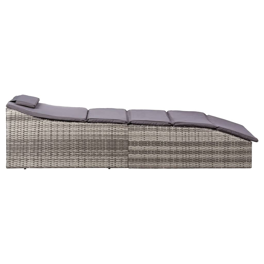 Gray Poly Rattan Sunbed with Cushion - Outdoor Lounge Chair for Lawn, Courtyard, Beach & Sunbathing | Perfect for Poolside Relaxation & Backyard Lounging