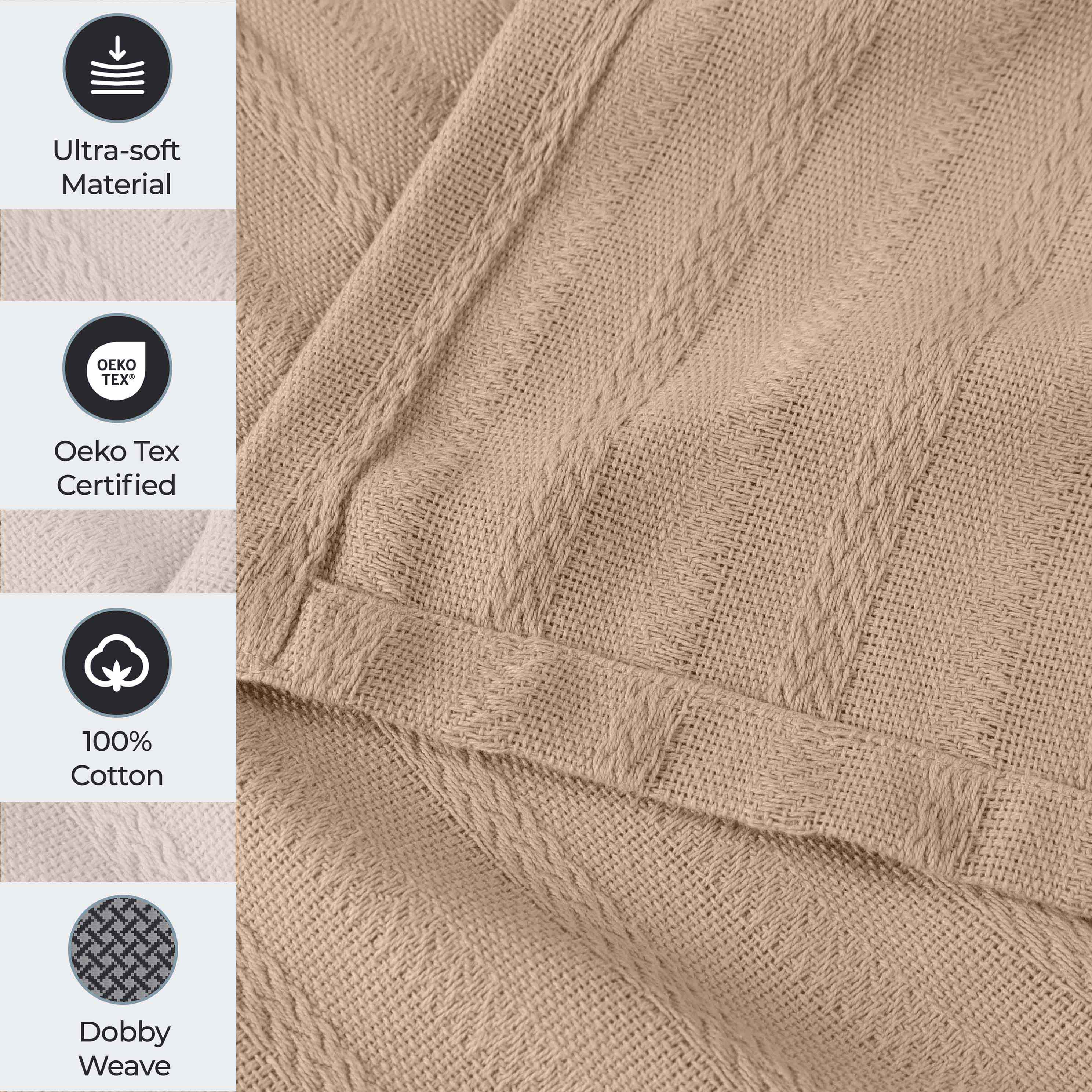 Soft Clara Cotton Textured Striped Lightweight Woven Blanket - Perfect for Sofa, Bed & Outdoor Picnics