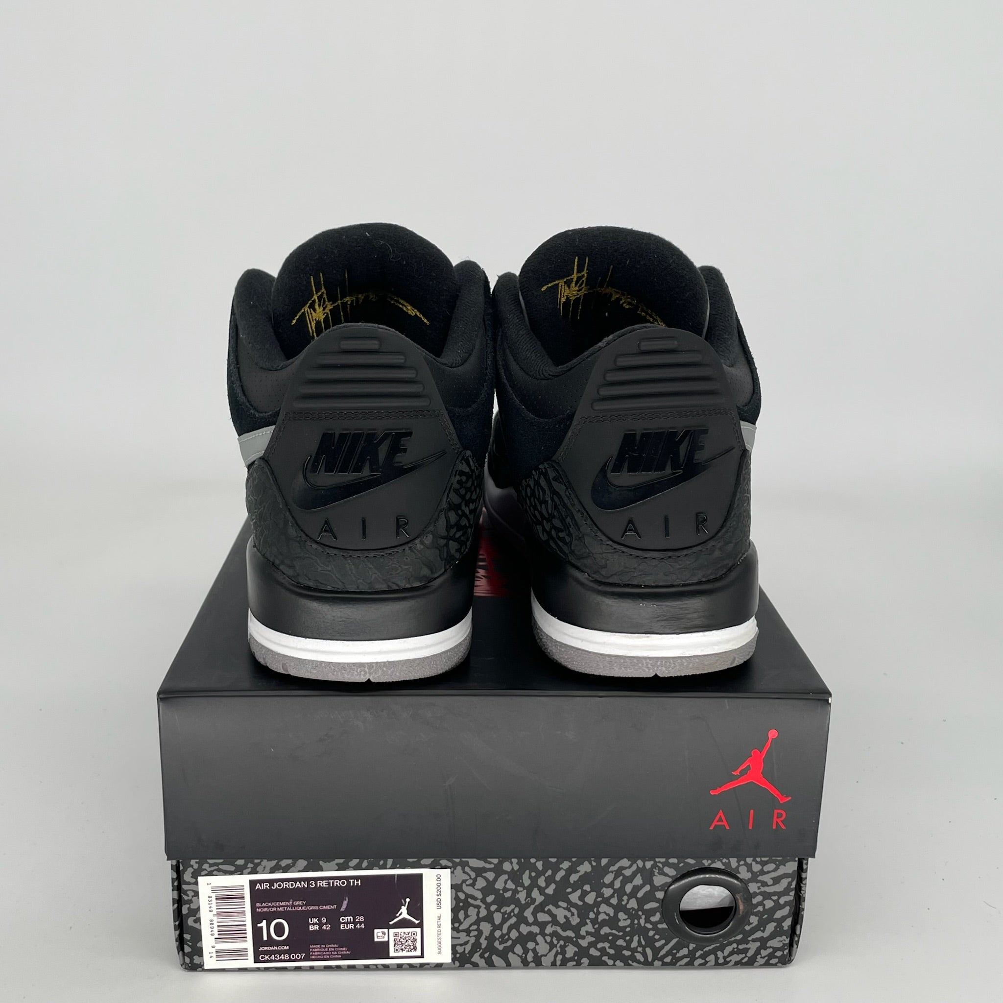 Original Air Jordan 3 Retro Tinker Black Cement Gold Men's Basketball Shoes Size 10 - Style CK4348-007 | Sneakers for Streetwear, Casual Outfits & Basketball Games