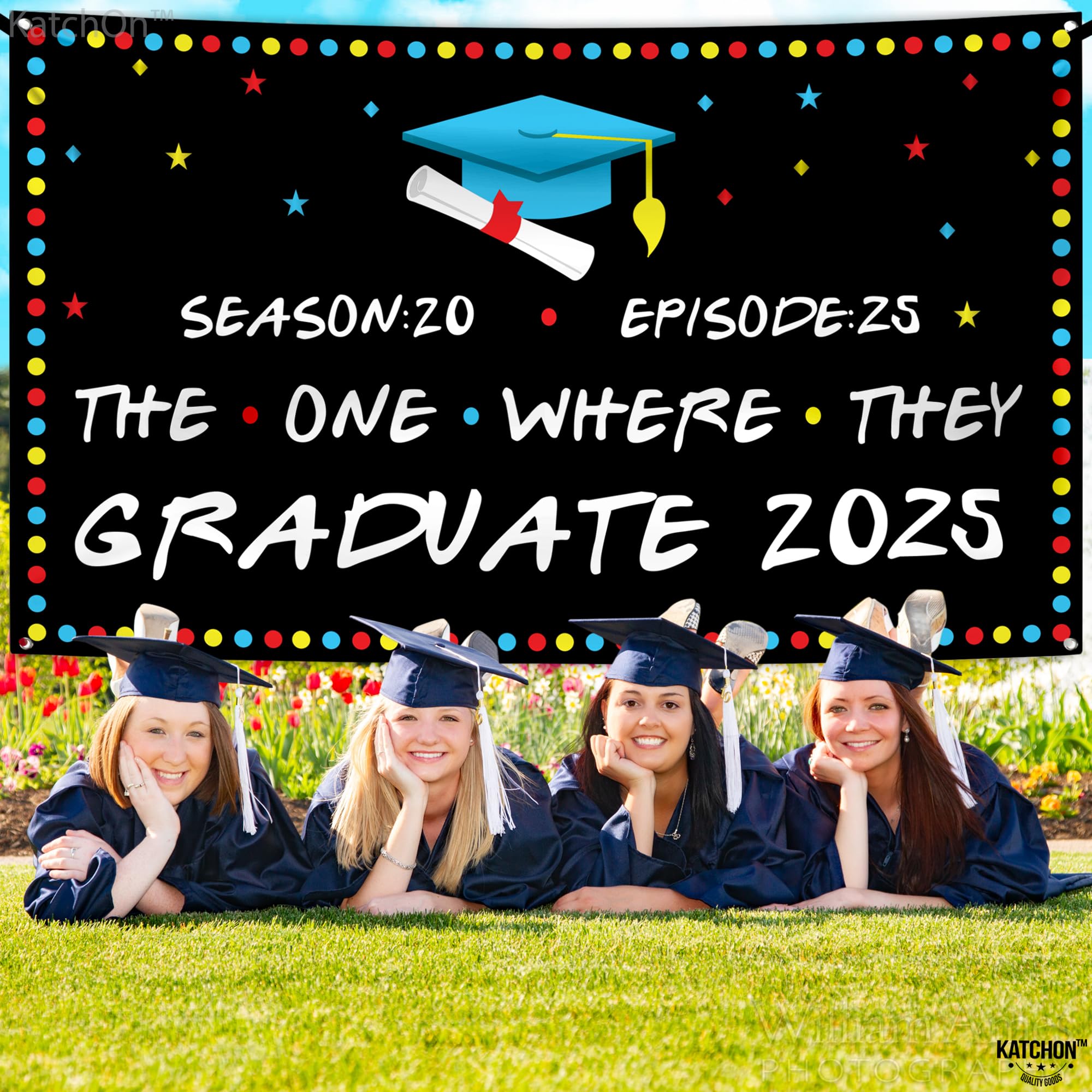 Friends Graduation Backdrop 2025 - Extra Large 72x44 Inch | Class of 2025 Graduation Banner & Decorations | Perfect for Graduation Parties, Photo Booths & School Events