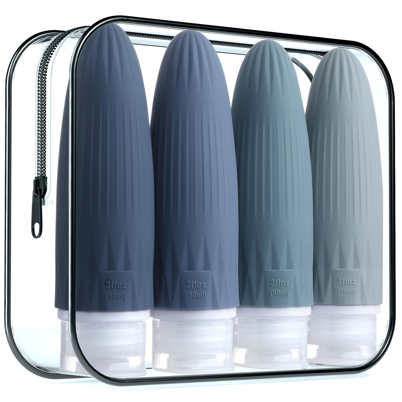 **Gemice 4-Pack Leak-Proof Silicone Travel Bottles (3oz TSA Approved) – Refillable Squeezable Containers for Shampoo, Body Lotion & Toiletries – Perfect for Air Travel, Gym, Camping & Vacation Essentials**