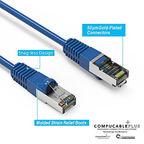 Premium CAT5E Shielded Ethernet Cable 75FT/100FT - High Speed Network Cable for Gaming, Streaming & Office Use - Blue Shielded RJ45 Cable (Compare at Amazon Price $37.90-$52.92) - Perfect for Home Networking, Smart TVs & Online Gaming