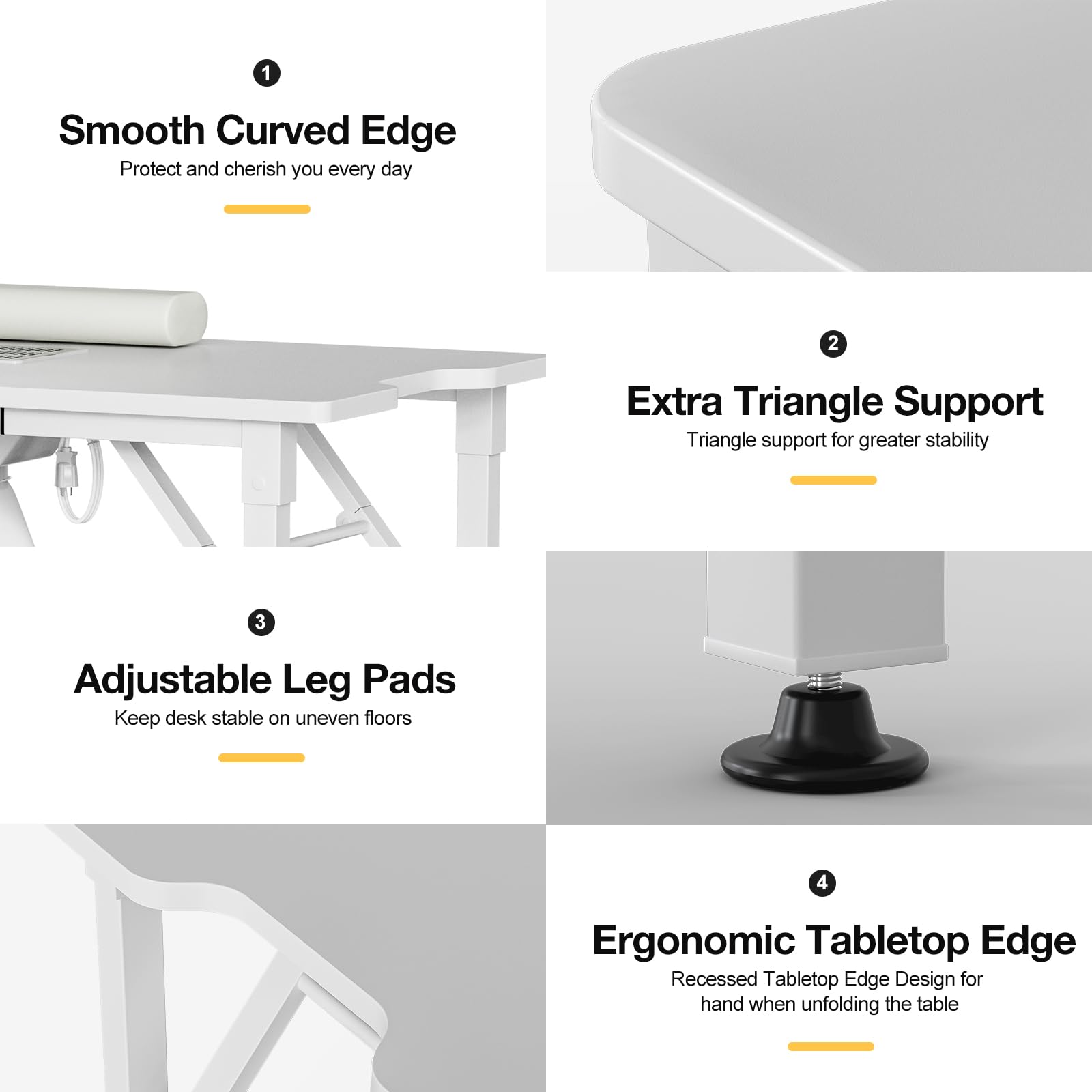 Foldable Nail Desk Manicure Table - Portable Nail Tech Station with Dust Collector, 2 Open Shelves & 2 Drawers, Wrist Cushion & Lockable Wheels - Perfect for Home Salon, Professional Nail Artists & Mobile Nail Technicians (White)