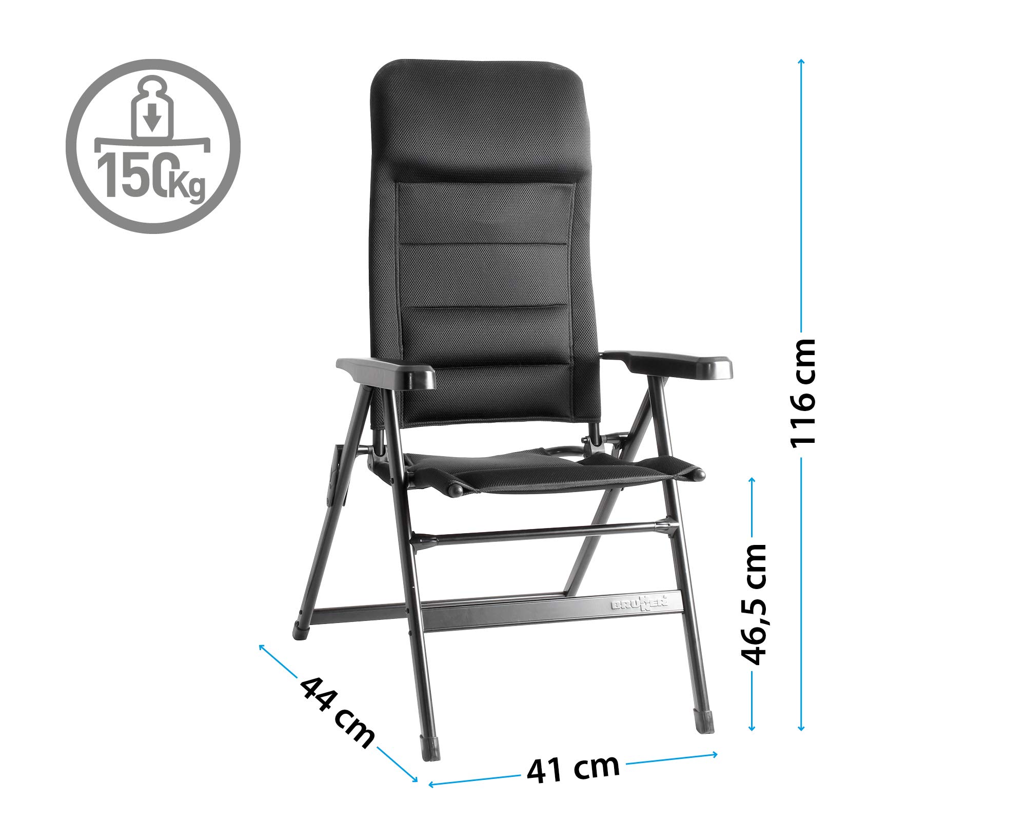 BRUNNER FRA601277 Aravel Camping Chaise Lounge Chair - Black, Portable Outdoor Folding Chair for Camping, Beach, Picnic, Backyard & Patio Relaxation