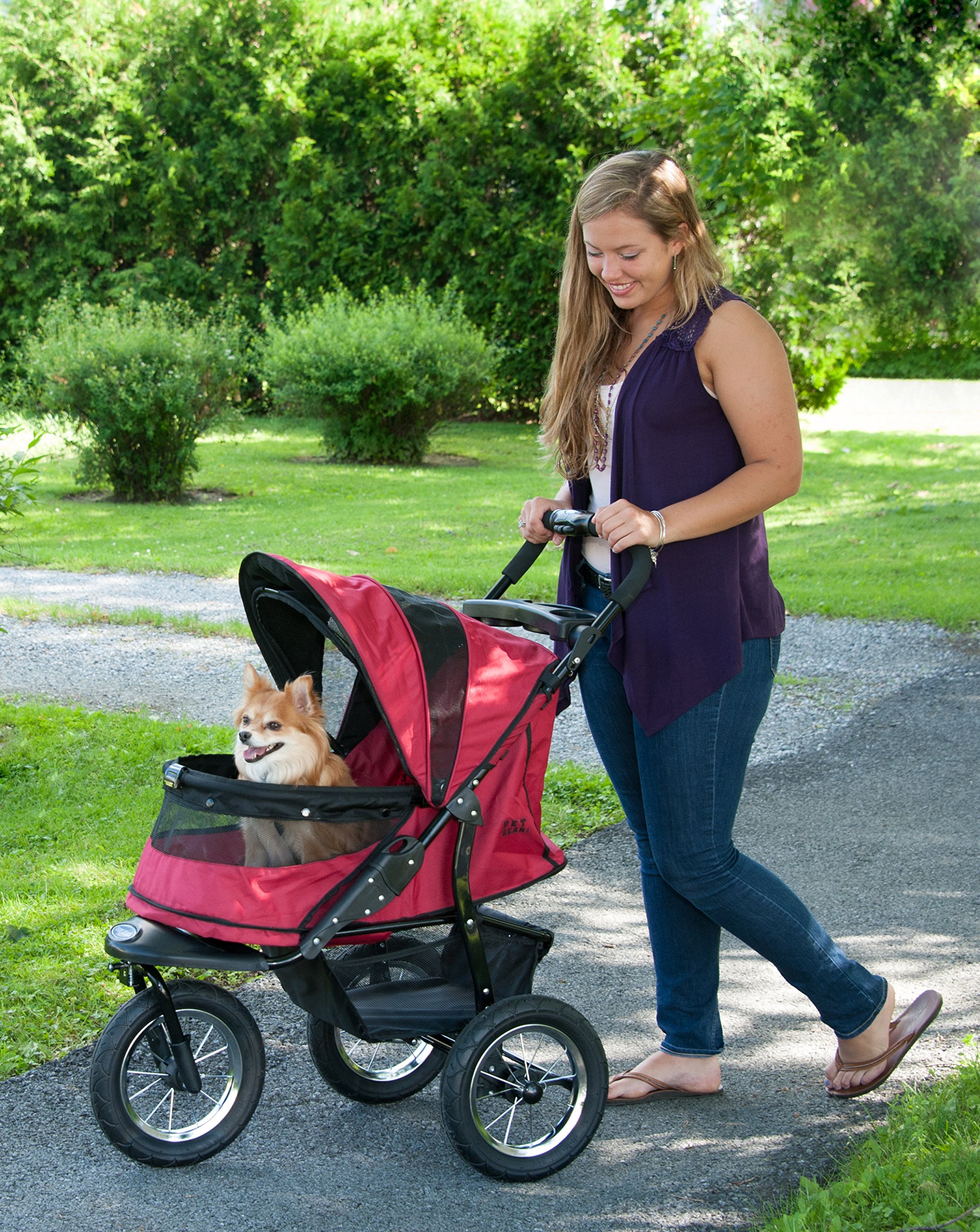 Pet Gear No-Zip Jogger Pet Stroller for Small Dogs & Cats - Zipperless Entry, Airless Tires, One-Hand Fold - Includes Cup Holder & Storage Basket - Perfect for Jogging, Shopping & Outdoor Adventures