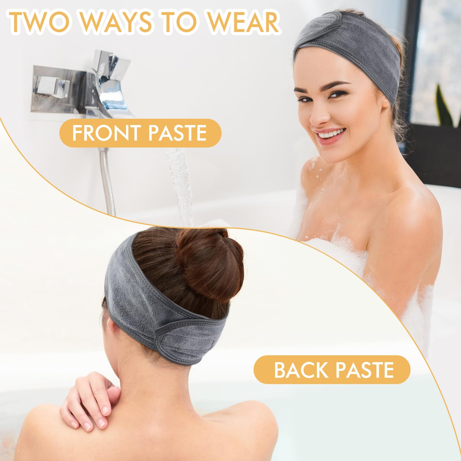 SINLAND Adjustable Spa Headband for Women - 6 Pack with Magic Tape, Soft Hair Wrap for Face Care, Makeup, Sports & Skincare - Perfect for Yoga, Gym & Beauty Routine