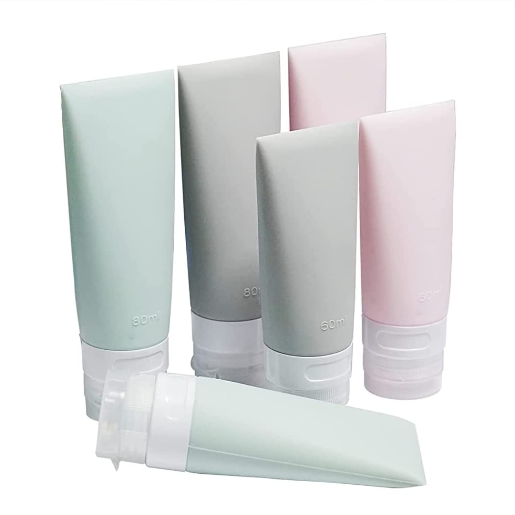VumSyme Leakproof Silicone Travel Bottles Set - 3 Pack (Pink/Green/Gray) Portable Cosmetic Containers for Toiletries, Shampoo & Lotion | TSA Approved for Airplane, Gym & Vacation Essentials