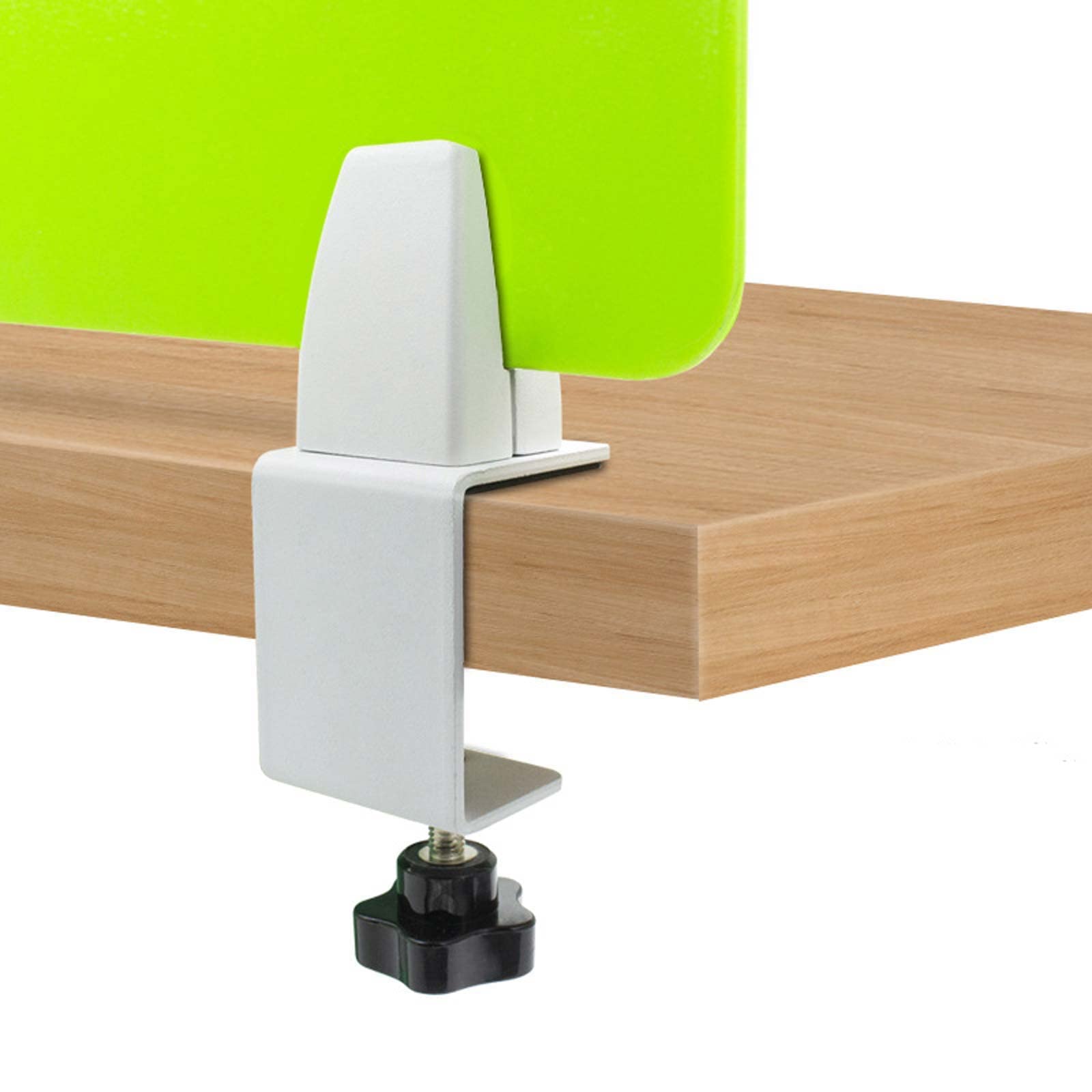 Adjustable Sneeze Guard Clamps 4-Pack - Office Partition Clips for Acrylic Desk Dividers & Plexiglass Panels - Aluminum Punch-Free Privacy Panel Clips (White) - Perfect for Workspaces, Restaurants & Schools