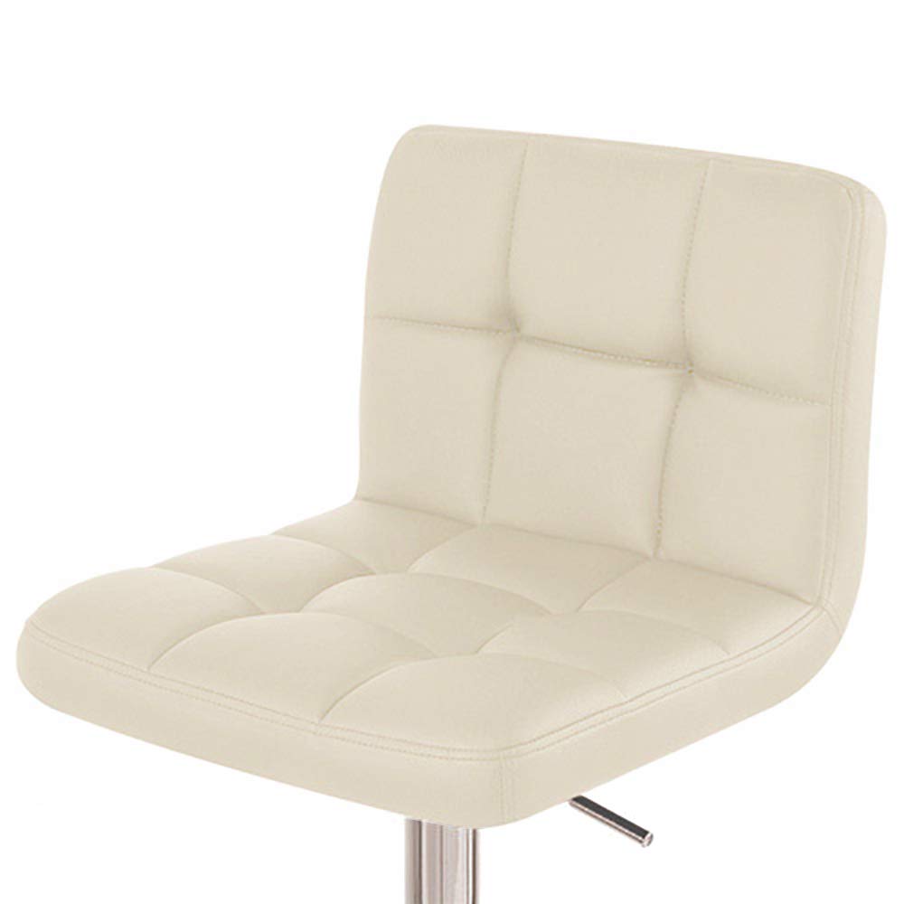 Boris Contemporary Adjustable Height Bar Stool - Chrome Base & Footrest, Cream Upholstery, Perfect for Kitchen Islands & Home Bars