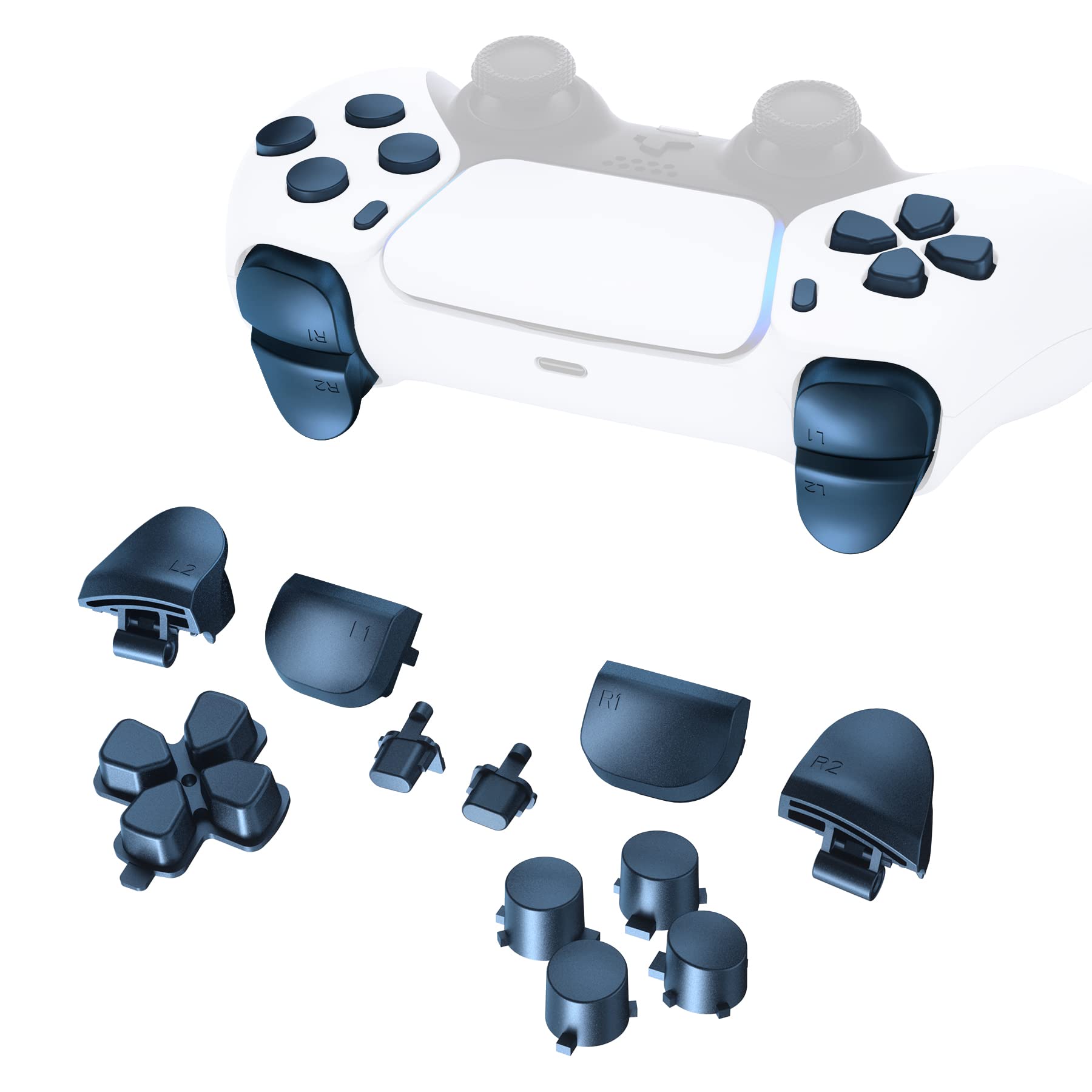Premium Metallic Regal Blue PS5 Controller Button Set - eXtremeRate Replacement D-pad, R1 L1 R2 L2 Triggers, Share & Face Buttons for BDM-010 & BDM-020 | Enhanced Gaming Performance for FPS, Racing & Action Games
