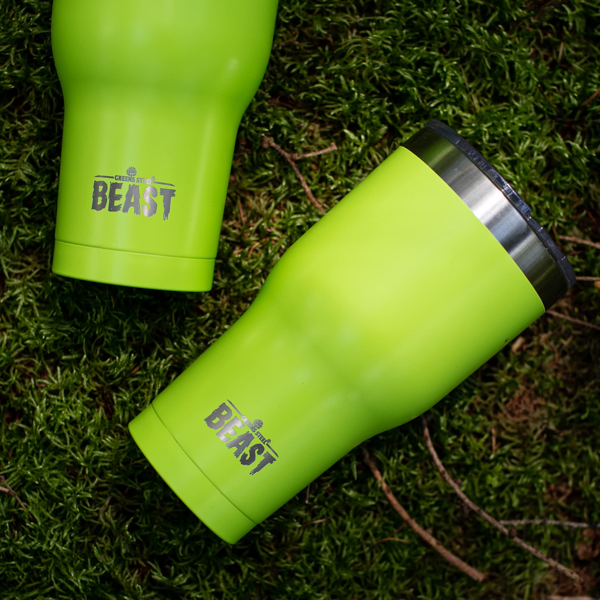 Beast 30 oz Stainless Steel Vacuum Insulated Tumbler - Double Wall Travel Mug for Coffee & Iced Drinks - Lemongrass Green - Perfect for Camping, Office & Gym Use