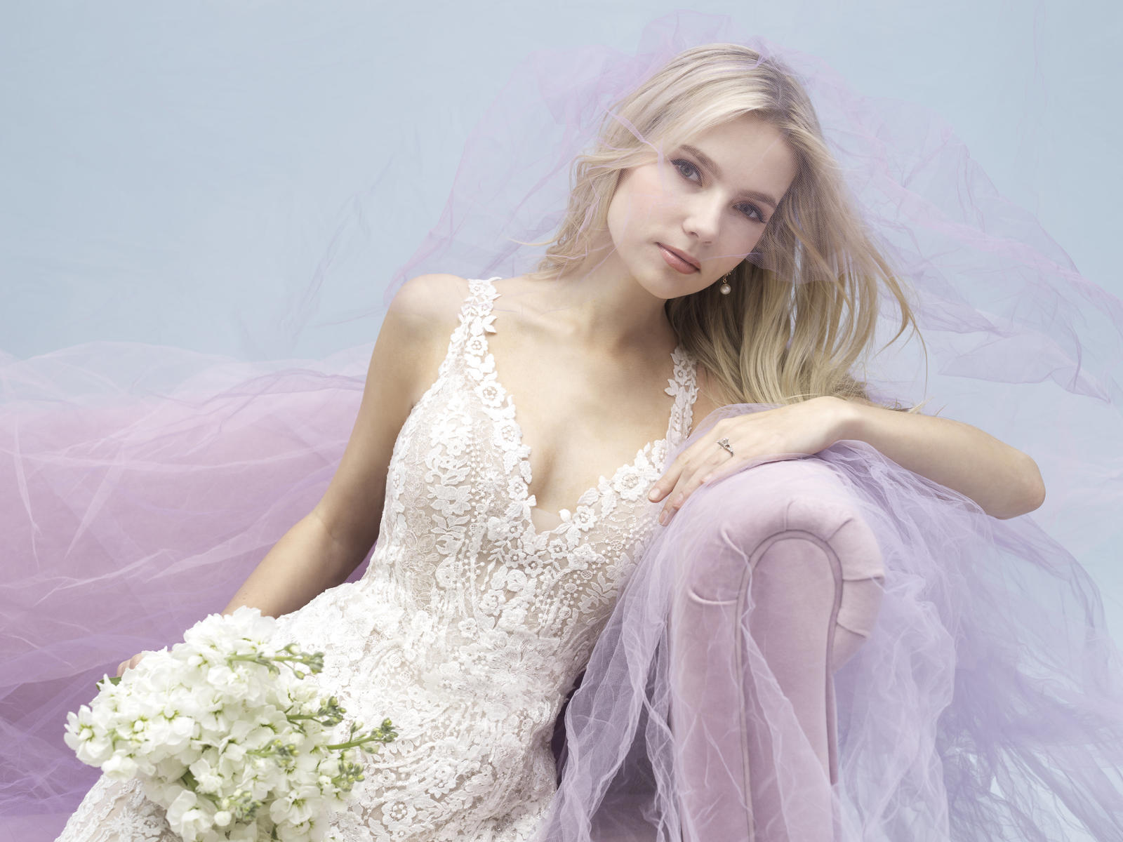 Allure Bridals 9618 Elegant Lace Wedding Gown with Beaded Details - Perfect for Church Ceremonies & Formal Receptions