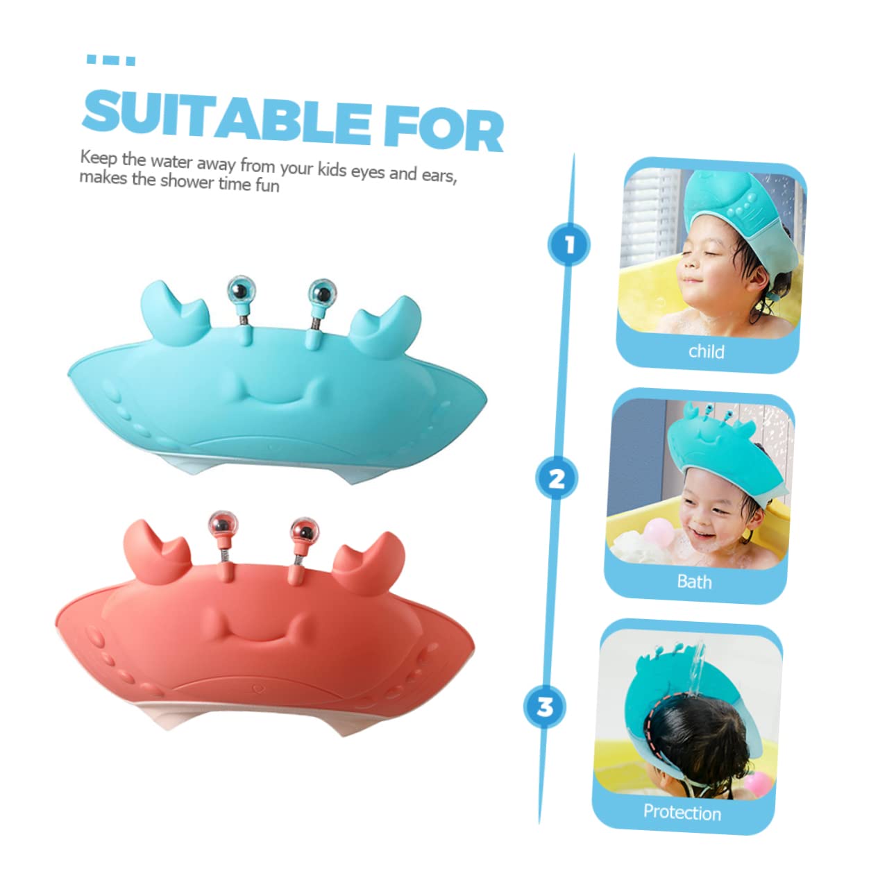 10 Pcs Crab Shampoo Cap - Waterproof Bathing Hat for Adults & Kids, Reusable Plastic Shampoo Cap for Hair Washing, Showering & Spa Care