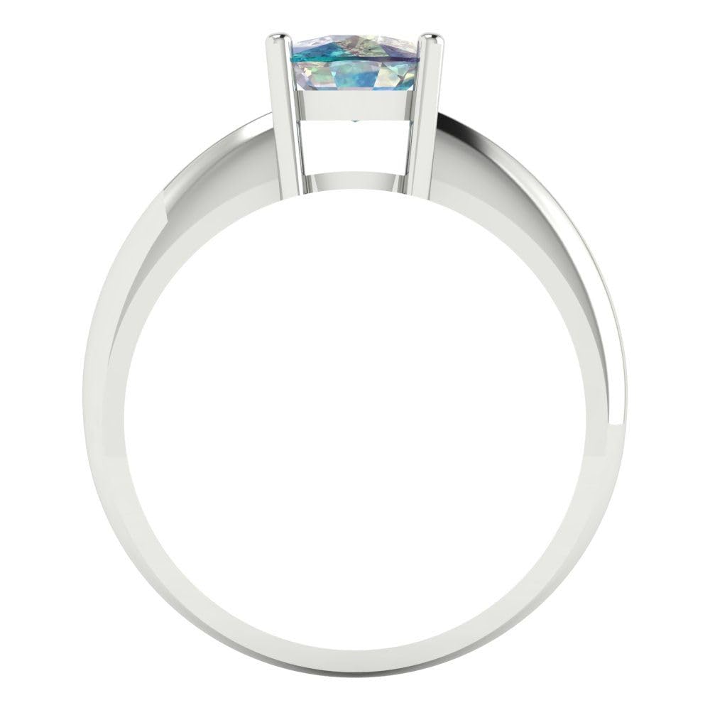 1.50ct Cushion Cut Blue Moissanite Engagement Ring - 14K White Gold Solitaire Bridal Wedding Ring for Women | Anniversary Gift, Proposal Jewelry, Special Occasion Present