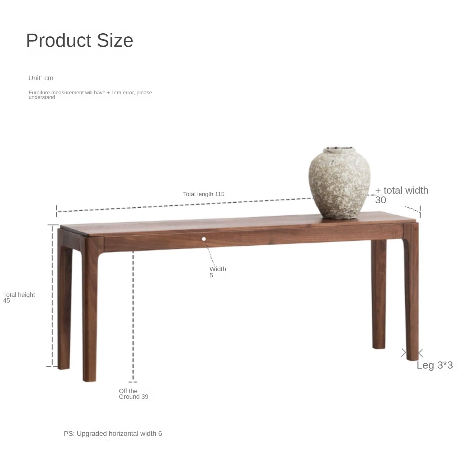 Black Walnut Solid Wood Nordic Long Bench - Modern Entryway & Dining Room Seating - Perfect for Hallway, Bedroom, and Living Room Decor