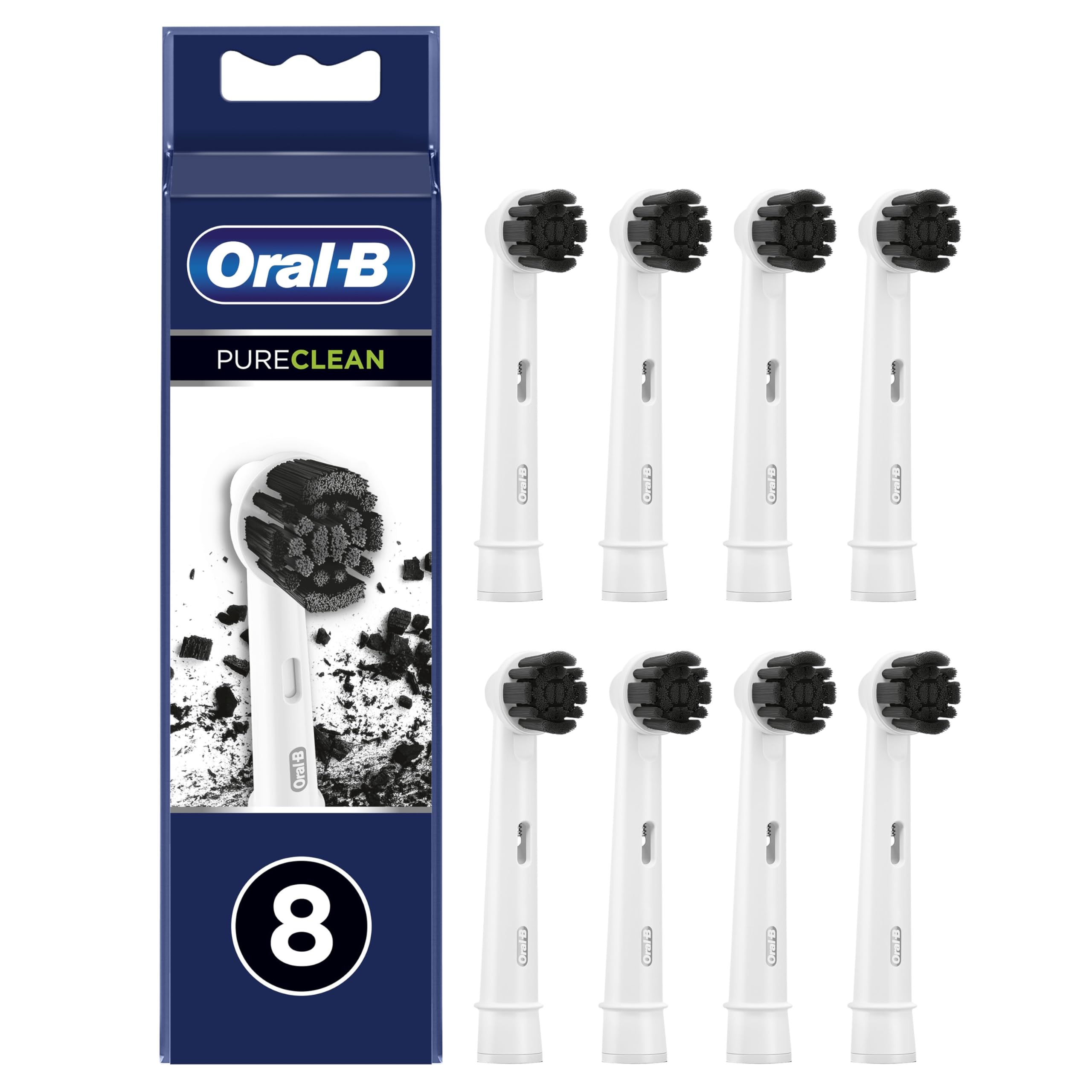 Oral-B Pure Clean Replacement Toothbrush Heads, 8 Pack - Gentle Bristles for Sensitive Teeth & Gums, Compatible with Oral-B Electric Toothbrushes - Perfect for Daily Oral Care & Travel Hygiene