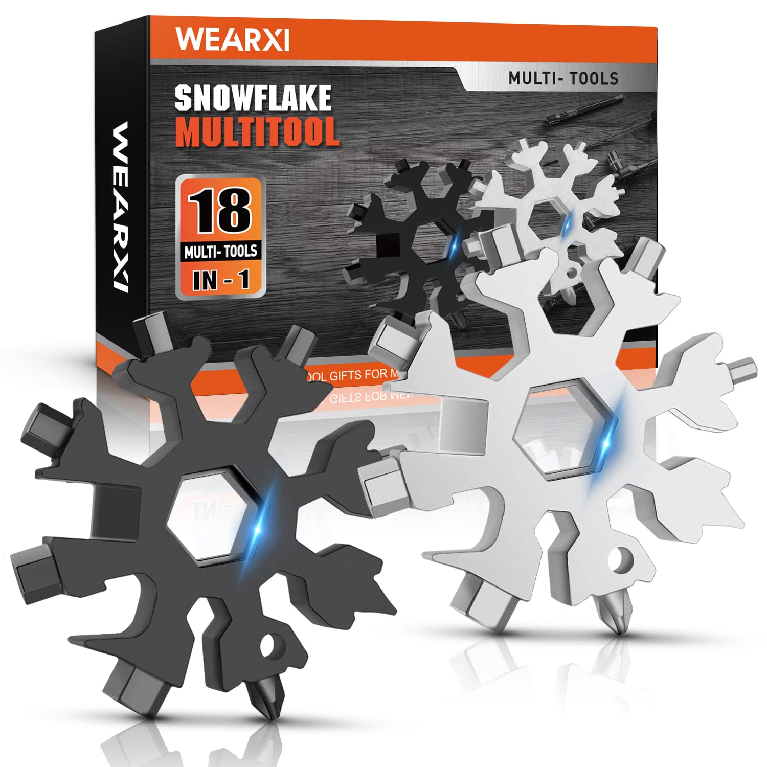 18-in-1 Snowflake Multitool for Men - Perfect Father's Day Gift, Birthday Present for Boyfriend, Husband & Dad - Cool Camping Gadgets & Outdoor Accessories (Great for Hiking, Survival Kits & Everyday Carry)