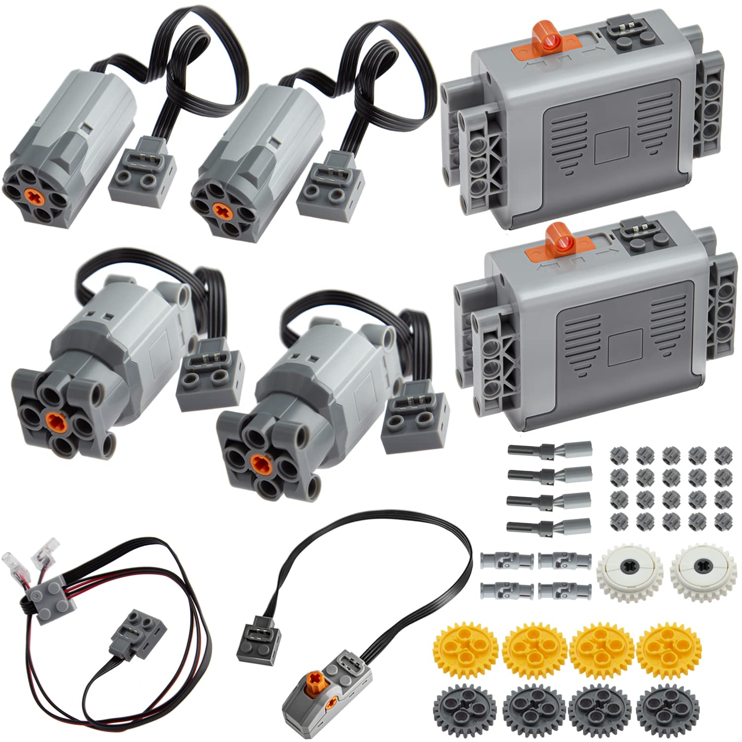TEESE 50pcs Technic Motor Set with Battery Box Extension Cable, Universal Gear Axle Joint - Compatible with Lego Technic Parts for Robotics, Engineering Projects & STEM Learning