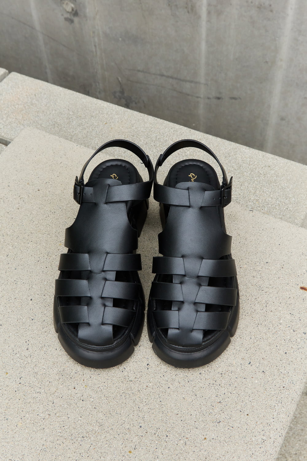 Qupid Women's Black Platform Cage Strap Sandals - Comfortable Chunky Heel Shoes for Casual Outings, Parties & Summer Fashion