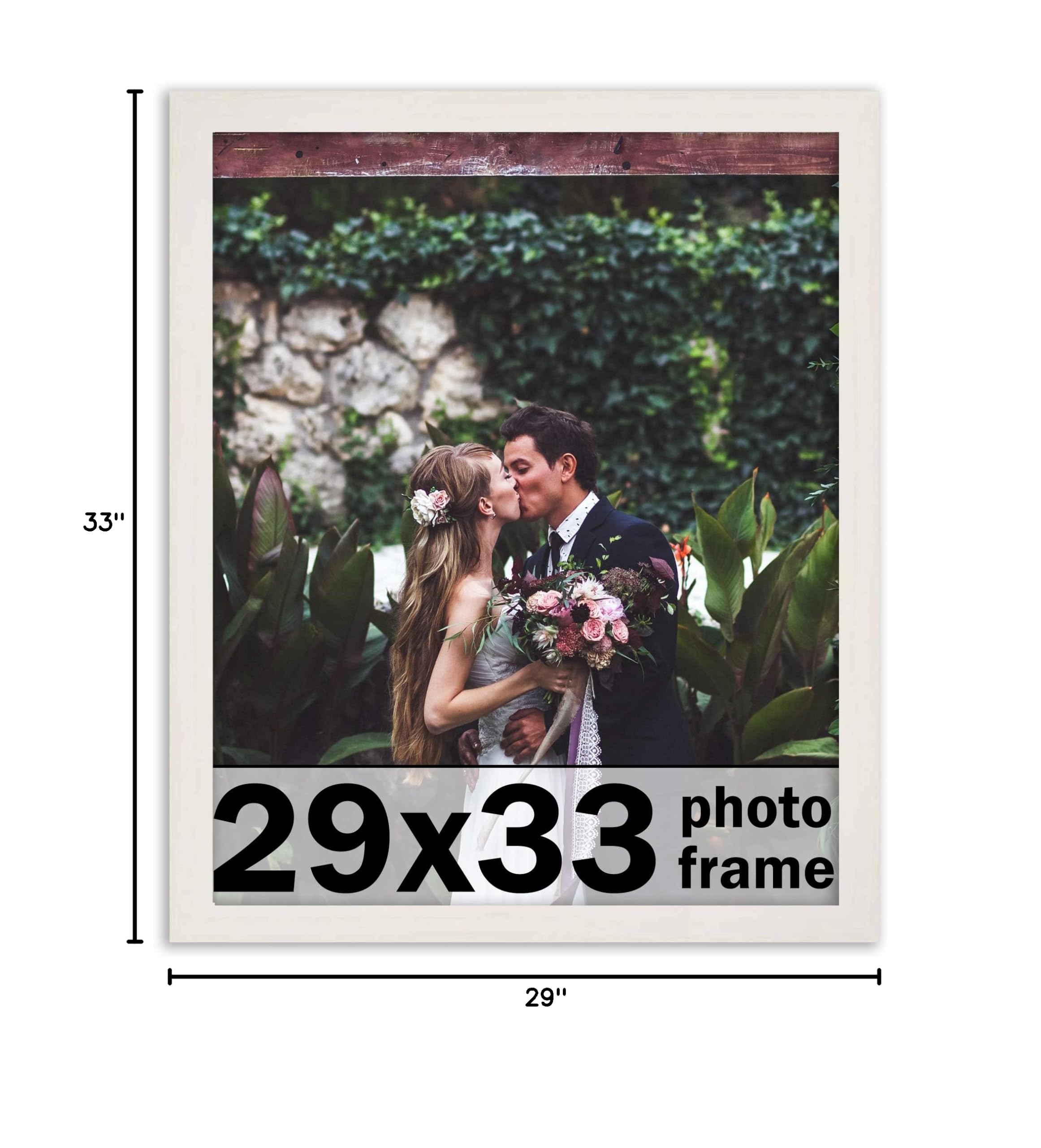 CountryArtHouse 29x33 Inch Whitewashed Solid Wood Picture Frame - 0.8125