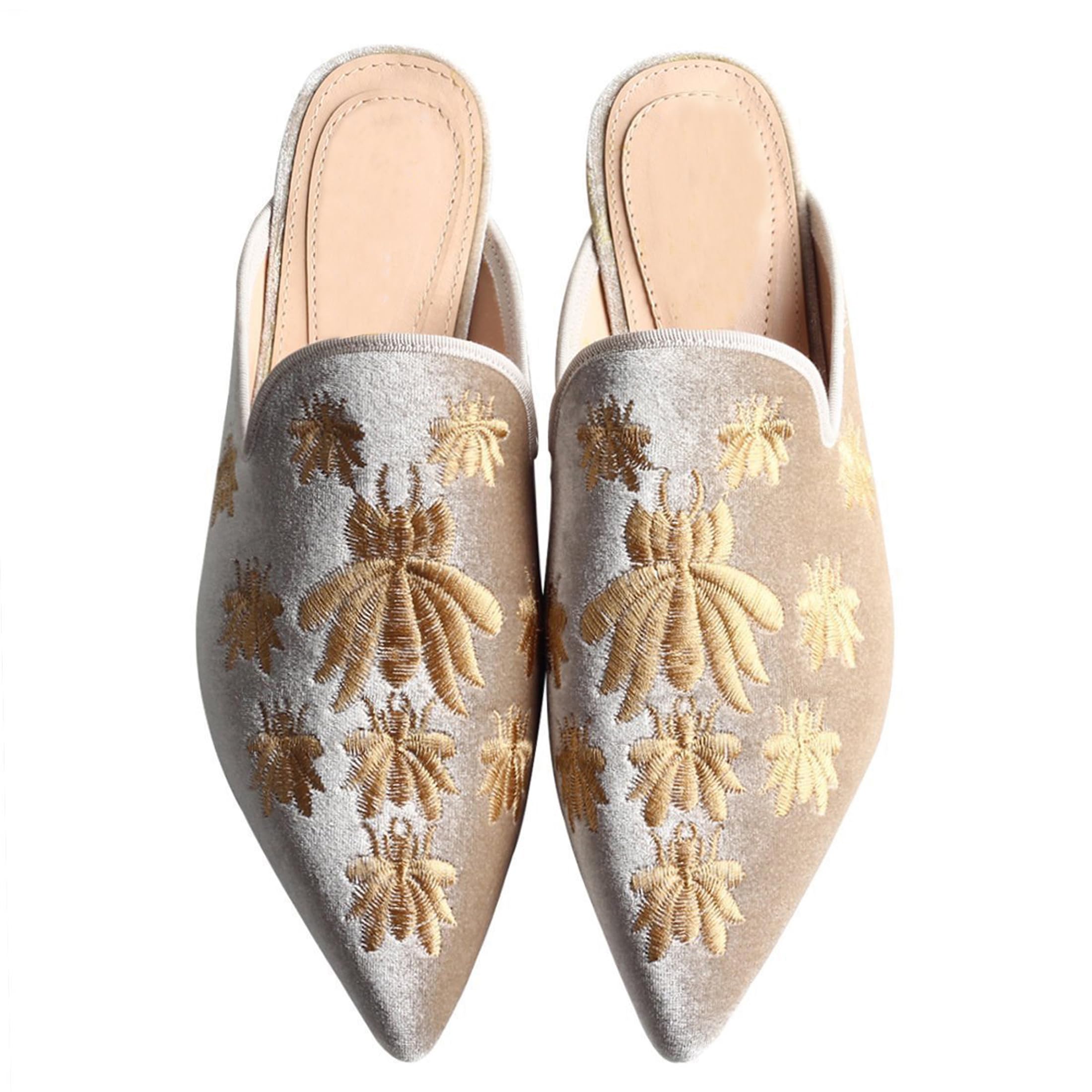Women's Backless Comfort Slip-On Casual Flats - Embroidered Mule Slippers for Home, Office & Travel | Breathable & Lightweight Summer Shoes