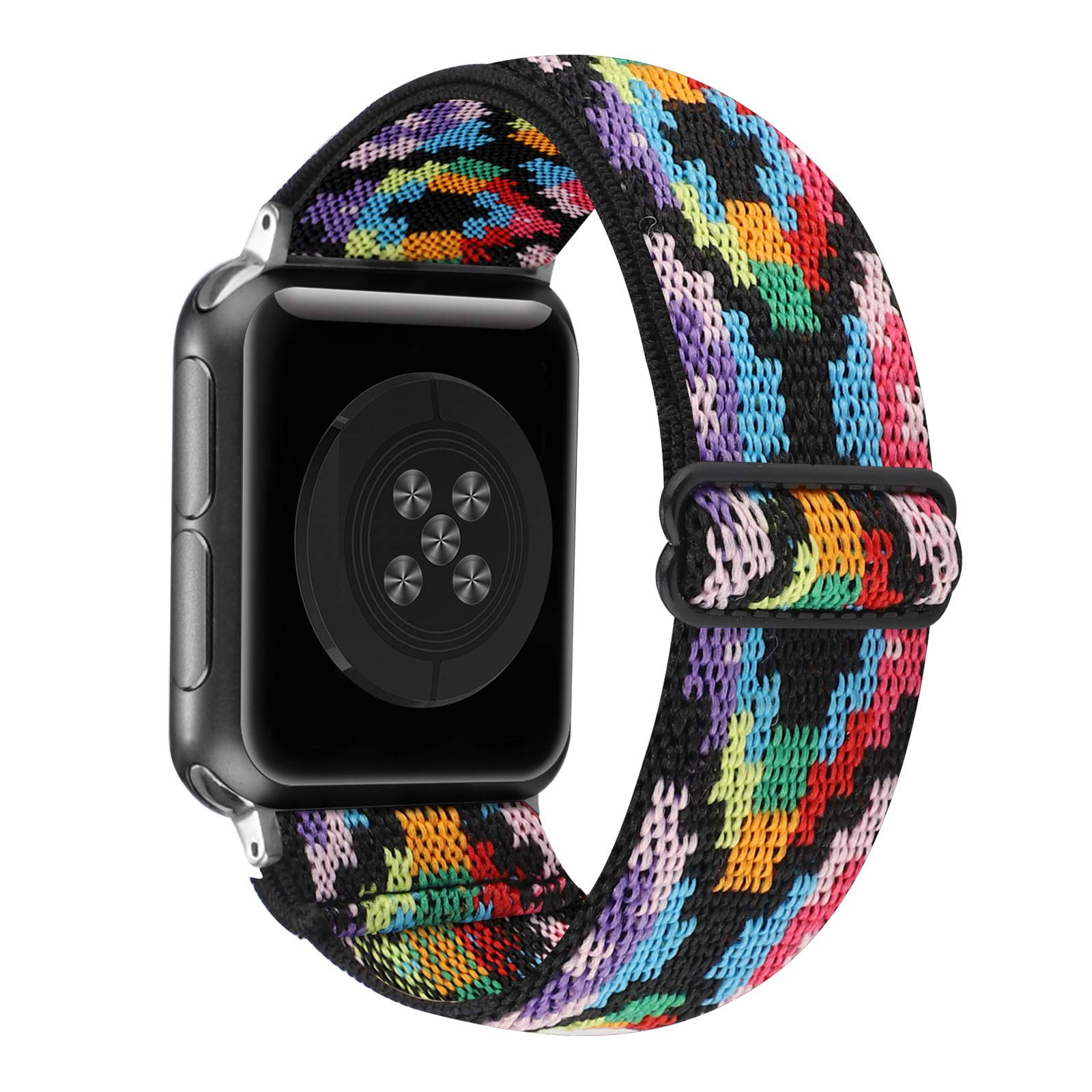 Adjustable Stretchy Solo Loop Nylon Strap for Apple Watch 38mm 40mm 41mm 42mm 44mm 45mm - Compatible with iWatch Series SE/7/6/5/4/3/2/1 - Soft Elastic Band for Workout, Running & Everyday Wear