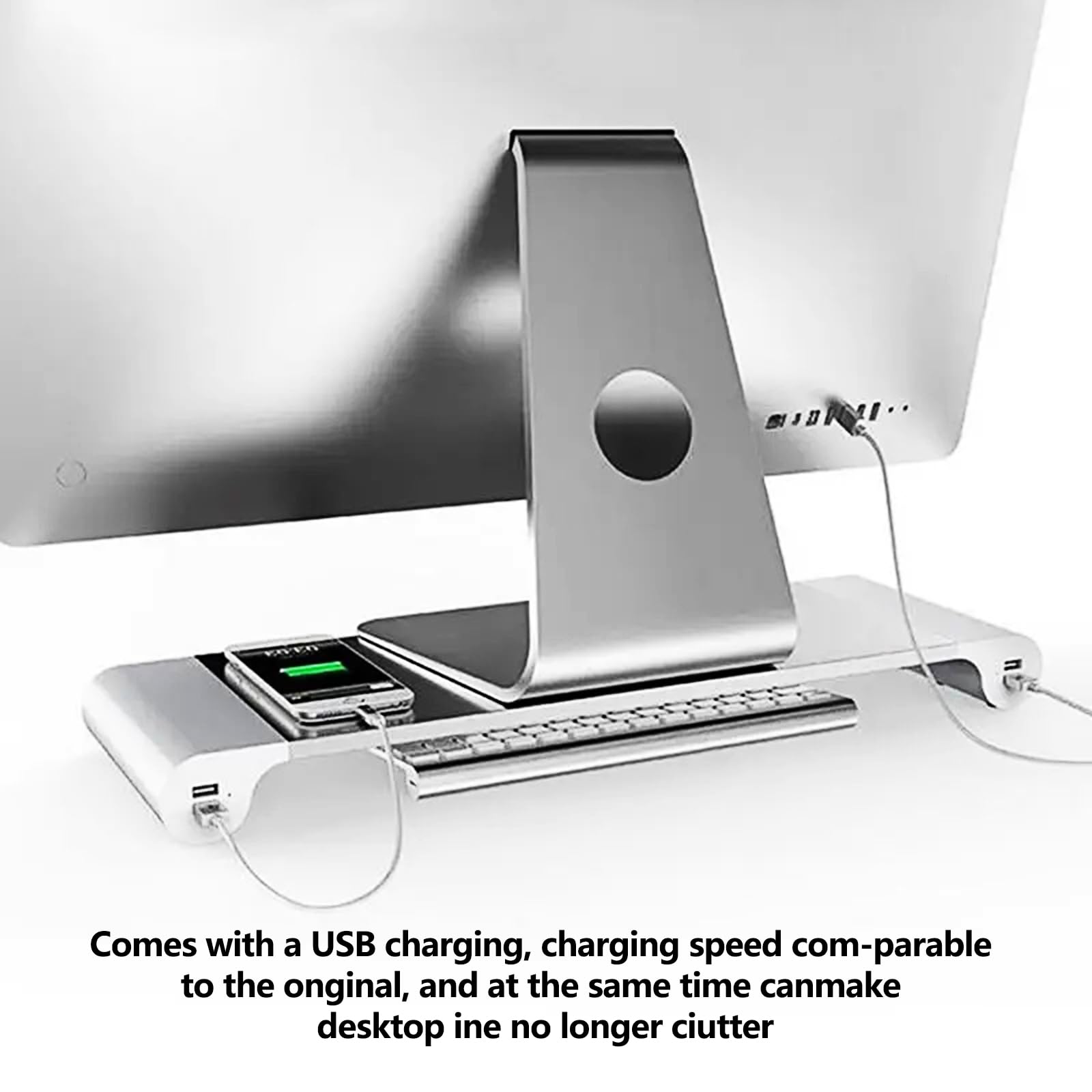 Portable Monitor Stand Riser with USB Charging - Adjustable Laptop & Desktop Computer Stand, TV Desk Organizer for Home Office & Gaming Setup