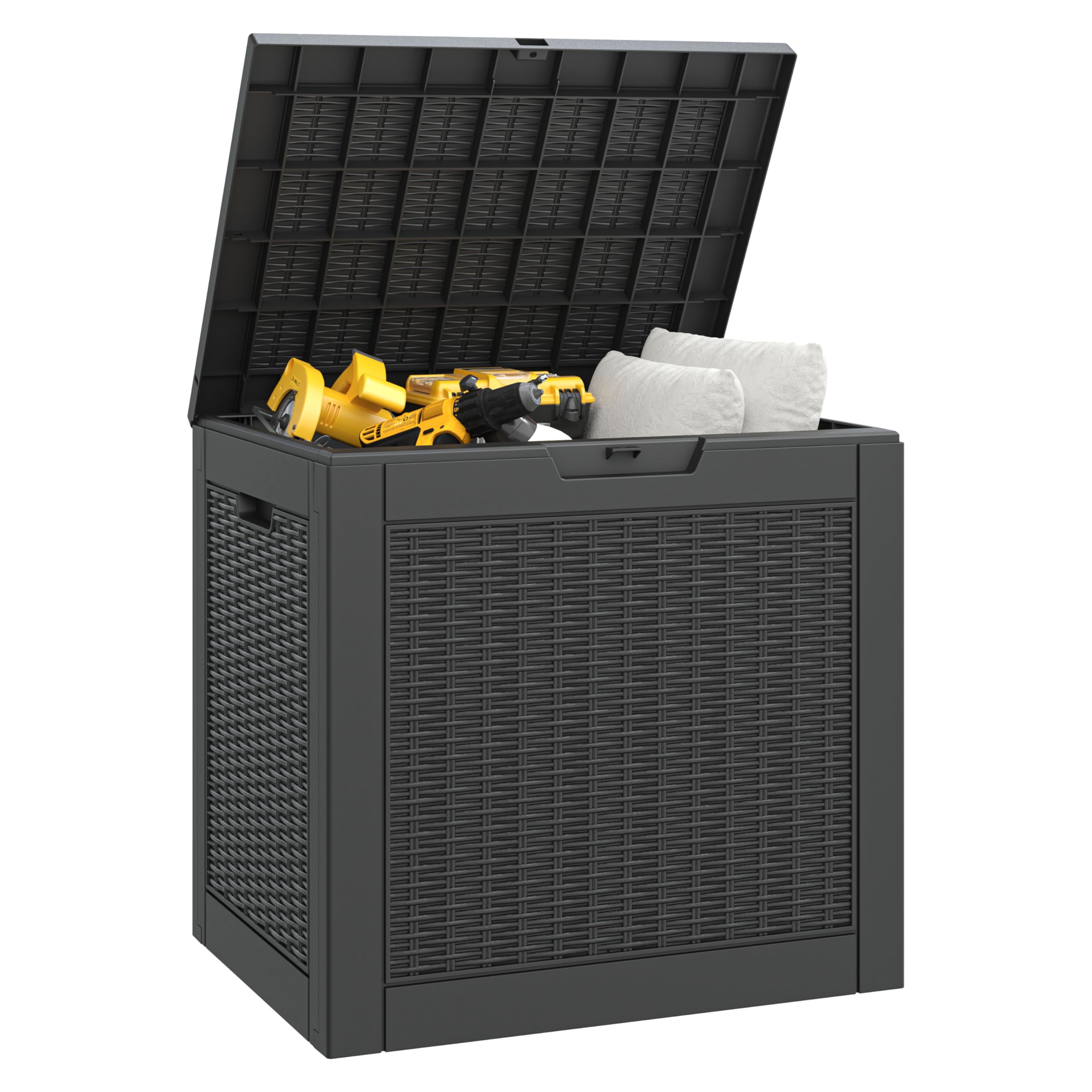 34 Gallon Waterproof Outdoor Storage Box with Lockable Lid - Deck Box for Backyard, Garden Tools, Patio Cushions & Pool Accessories | Indoor & Outdoor Use for Package Delivery, Organizing & Weatherproof Storage