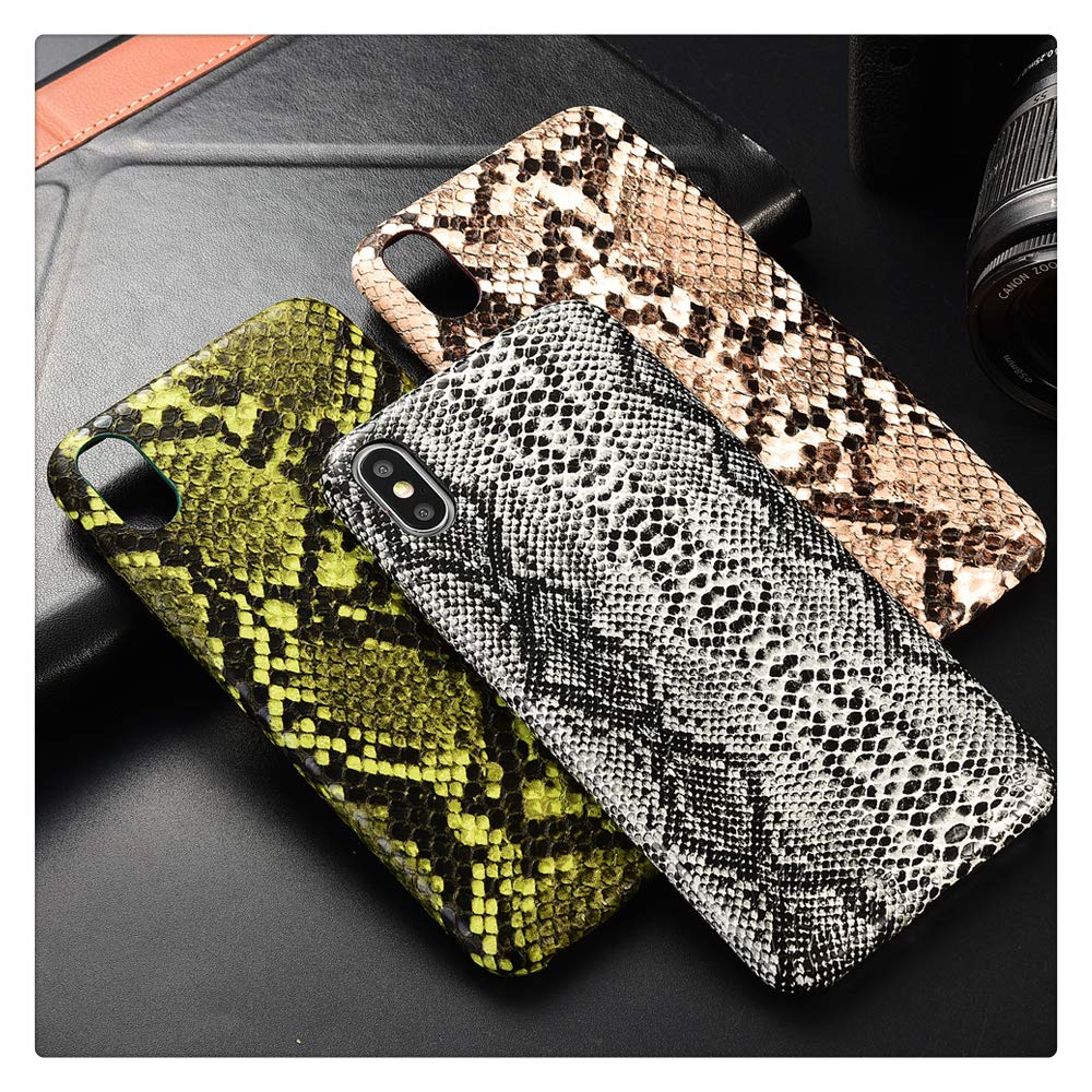 Snake Skin Print PU Leather Phone Case for iPhone 8 - Premium Crocodile Texture Soft Back Cover with Protective Bumper (Snake Brown) | Stylish Protection for Work, Travel & Everyday Use