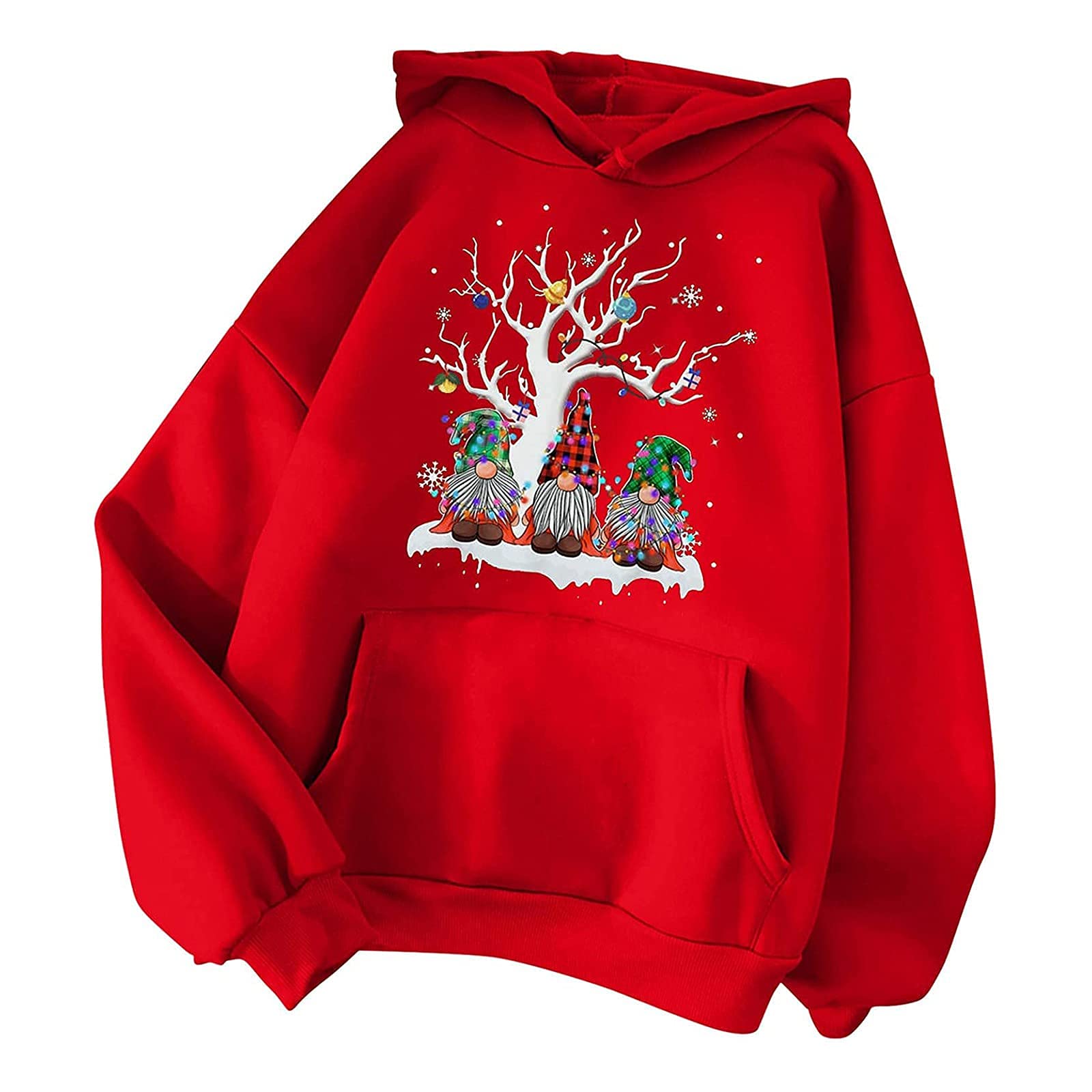 Trendy Women's Christmas Long Sleeve Shirts - Funny Santa Claus Print Crewneck Sweatshirts with Pockets | Fall & Winter Holiday Fashion for Parties, Gifts & Casual Wear