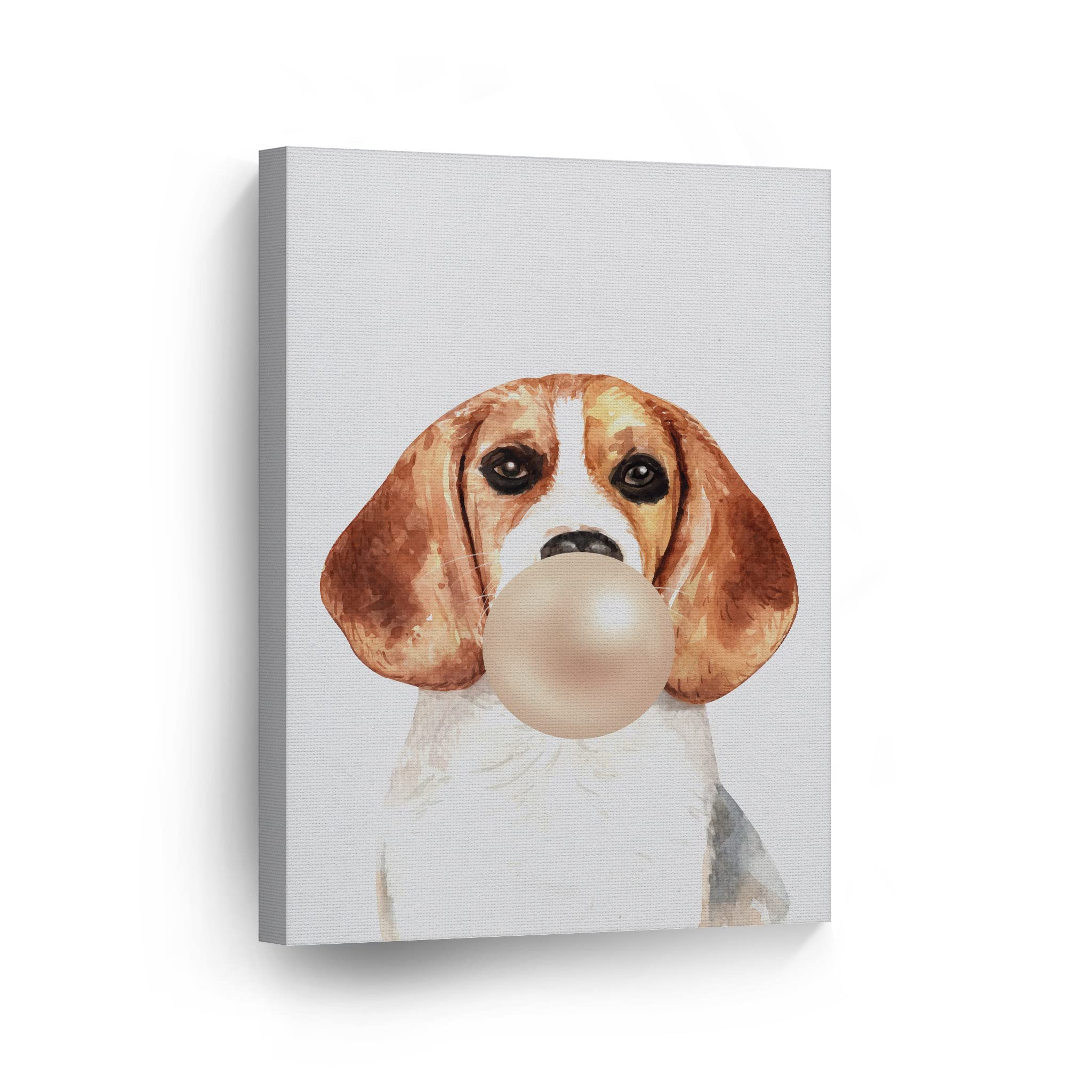 Beagle Dog Chewing Bubble Gum Canvas Wall Art Print - 22x15 Inch Pet Lover Gift, Animal Pop Art for Office, Living Room, Bedroom & Nursery Decor | Unique Dog Portrait for Home & Kids Room
