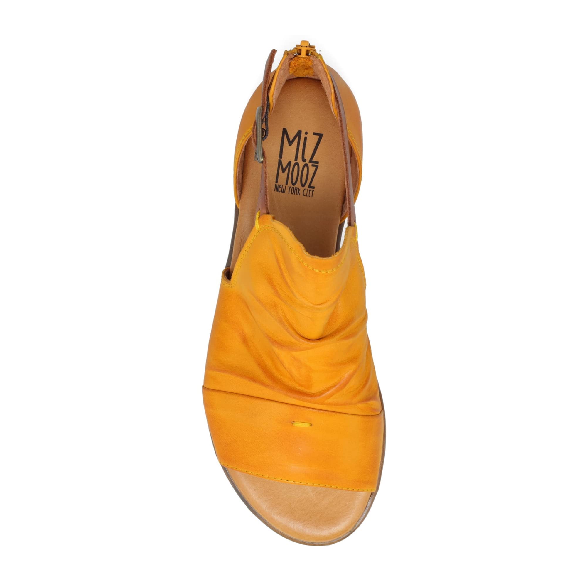 Miz Mooz Dipper Women's Leather Sandals with Buckle & Open Sides - Comfortable Peep Toe Summer Sandals for Casual Outings, Beach & Travel