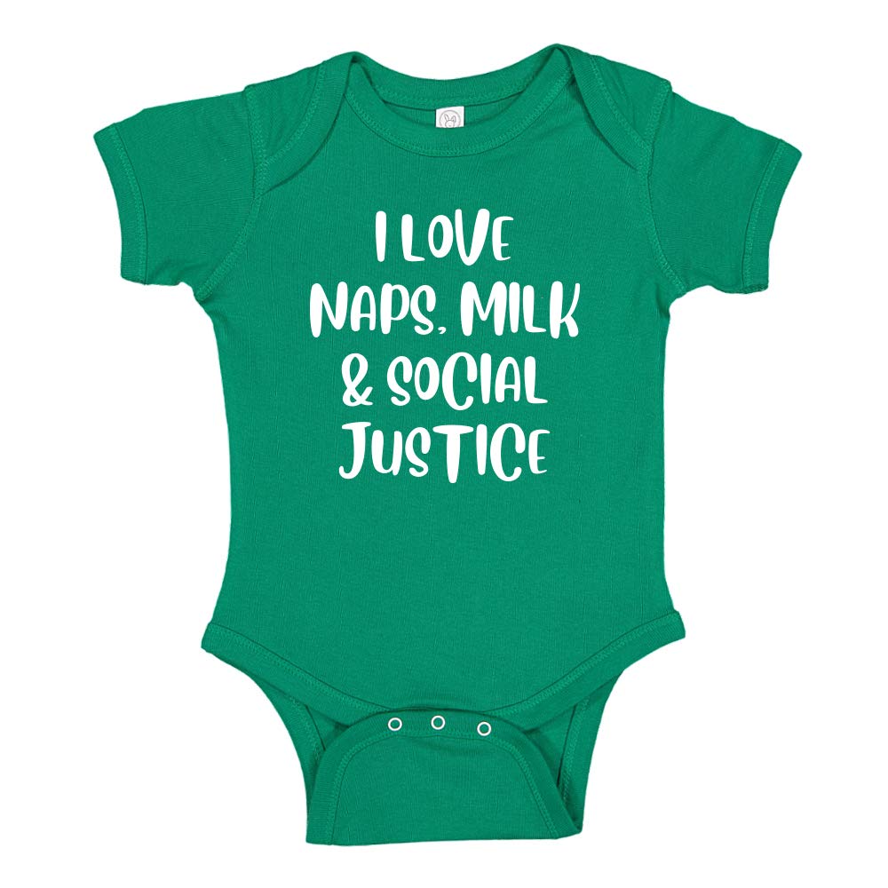 I Love Naps, Milk & Social Justice Baby Bodysuit - Feminist Protest Onesie for Toddlers & Infants - Unisex Baby Girl & Boy Outfit for Daily Wear & Activist Events