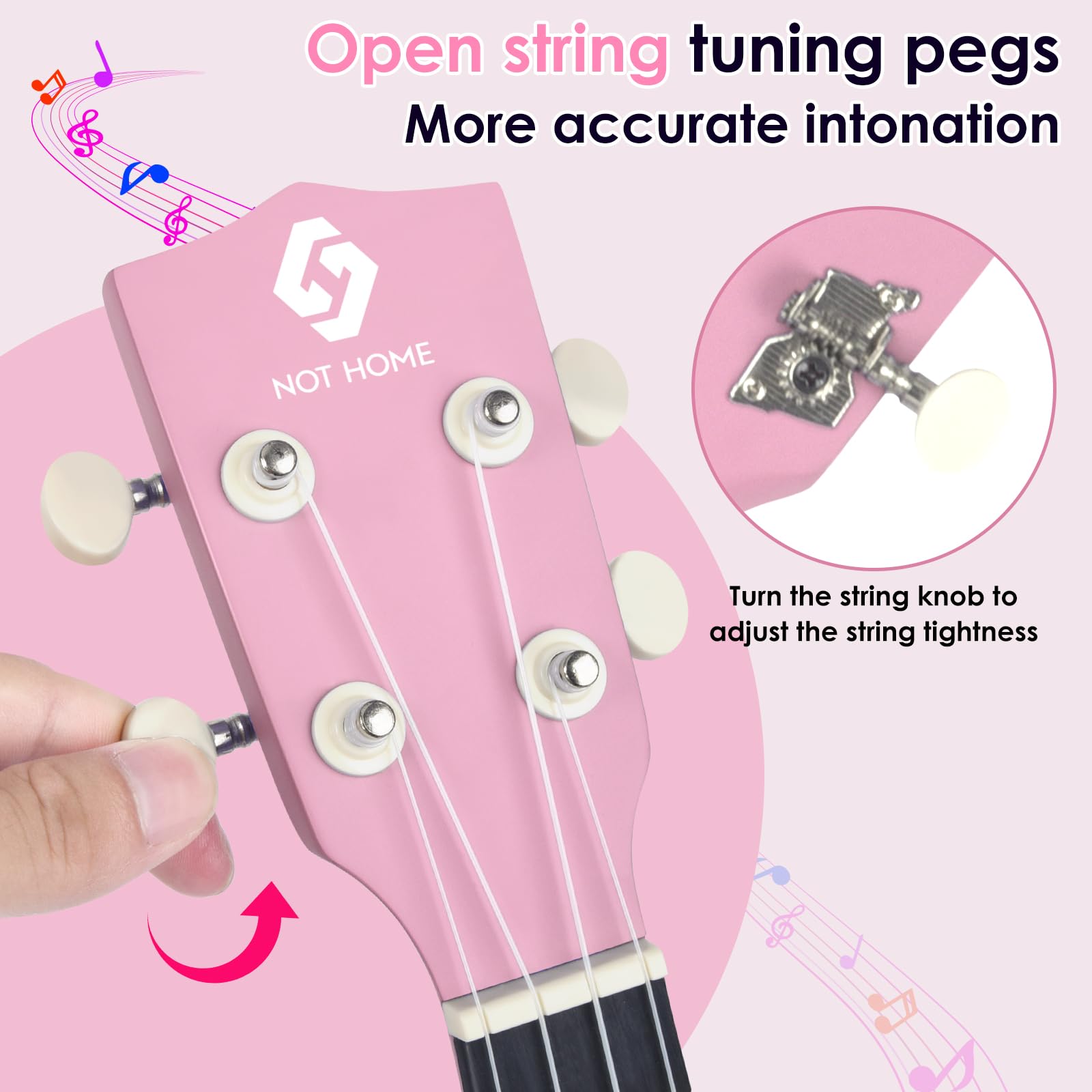 Soprano Ukulele for Beginners - 21 Inch Basswood Hawaiian Ukulele with 4 Strings, Perfect for Kids & Adults Learning Music - Pink | Great for Home Practice, Beach Performances & Music Classes